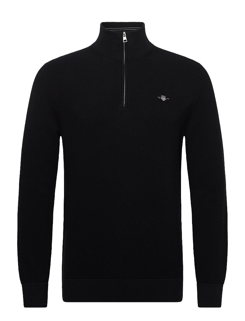 Gant - MICRO TEXTURED COTTON HALF ZIP - pullover mit halbem reißverschluss - black - 1
