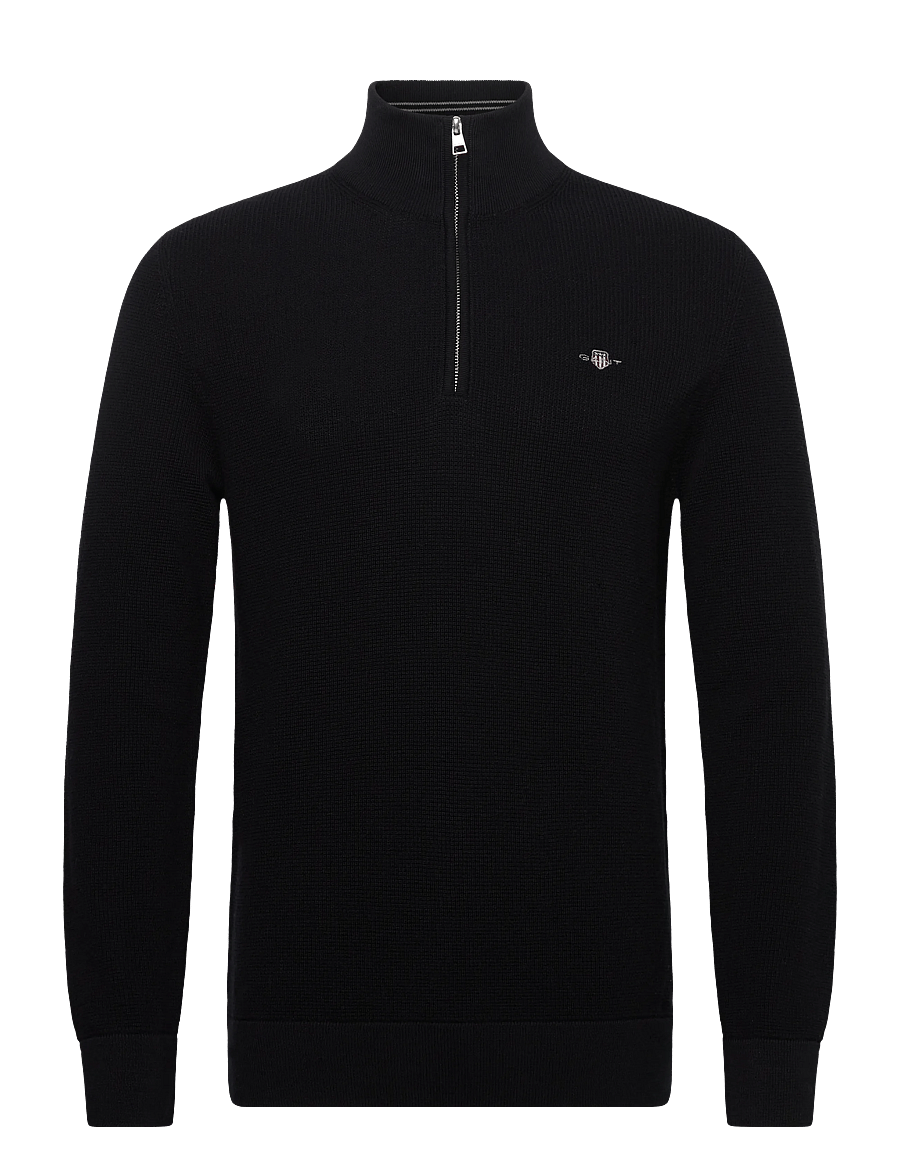 Gant - MICRO TEXTURED COTTON HALF ZIP - pullover mit halbem reißverschluss - black - 1