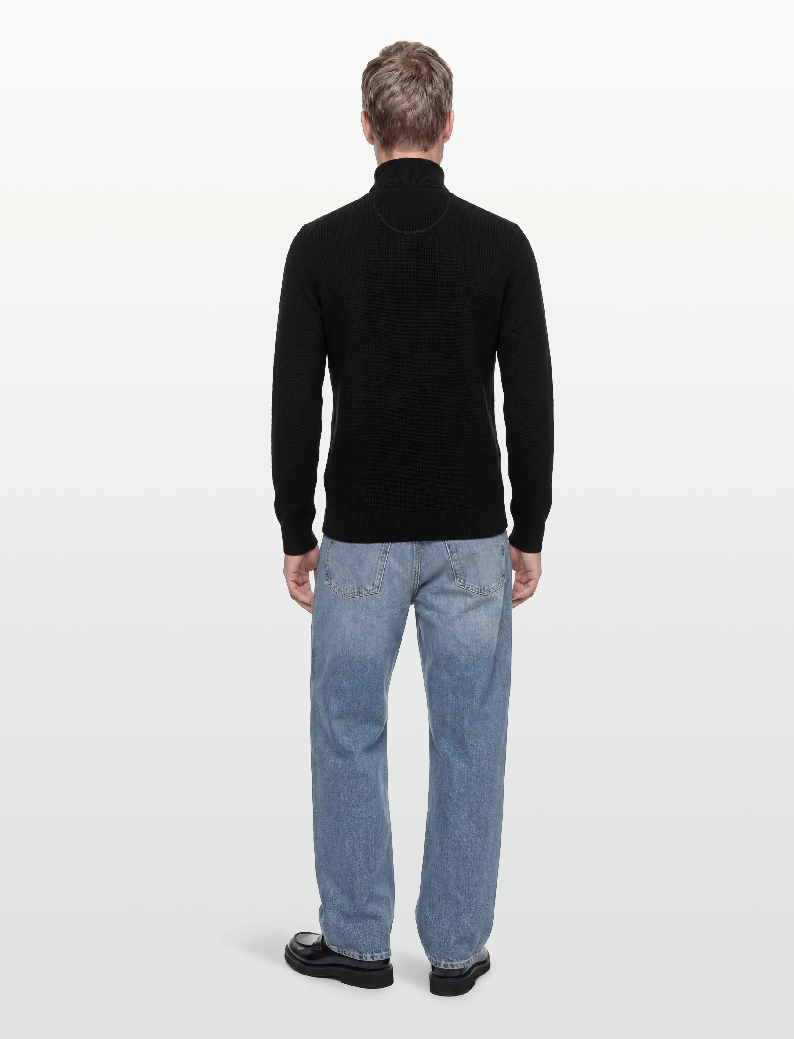Gant - MICRO TEXTURED COTTON HALF ZIP - džemperiai su trumpu užtrauktuku - black - 4