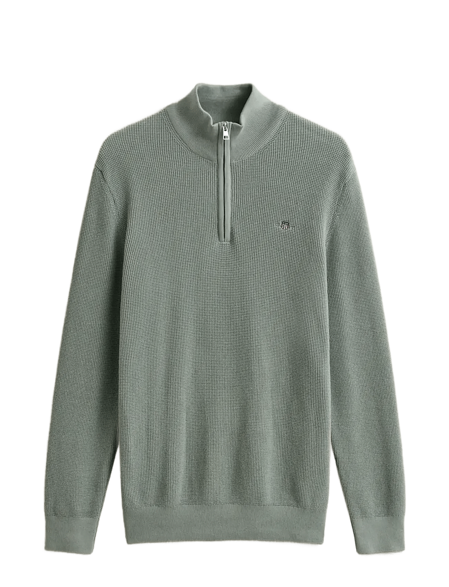 Gant - MICRO TEXTURED COTTON HALF ZIP - pullover mit halbem reißverschluss - ceramic grey - 1