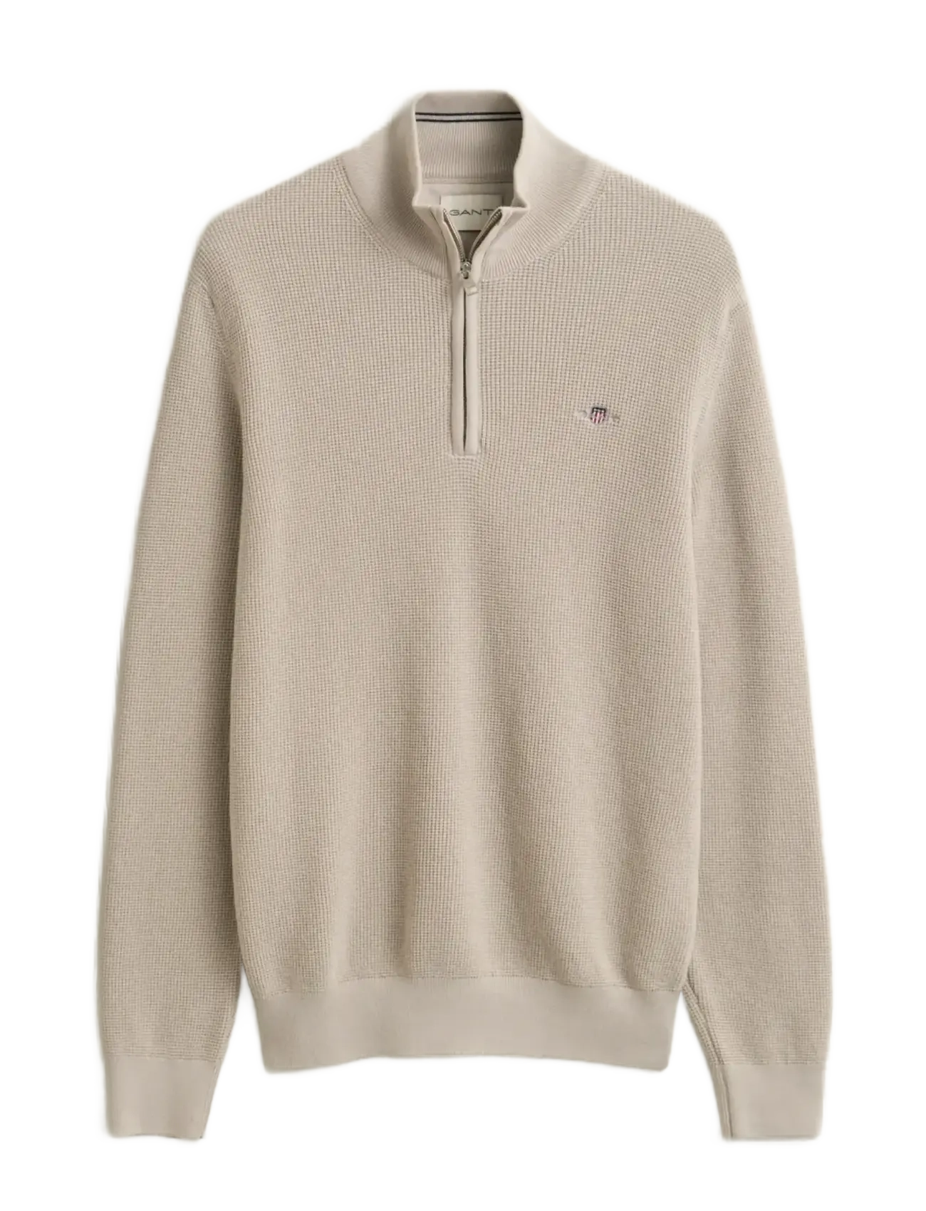Gant Waffle Knit Half-Zip Sweater - Kudumid - CLAY BEIGE / beige