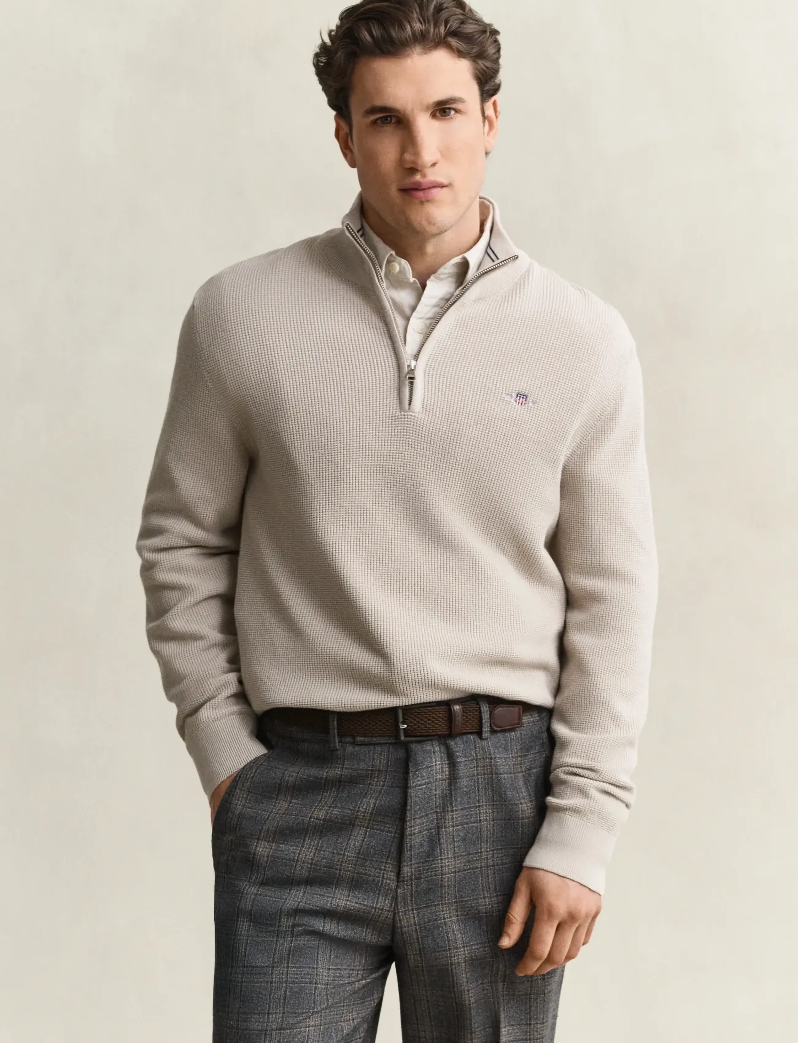 Gant Waffle Knit Half-Zip Sweater stickade tröjor herr – bild 2