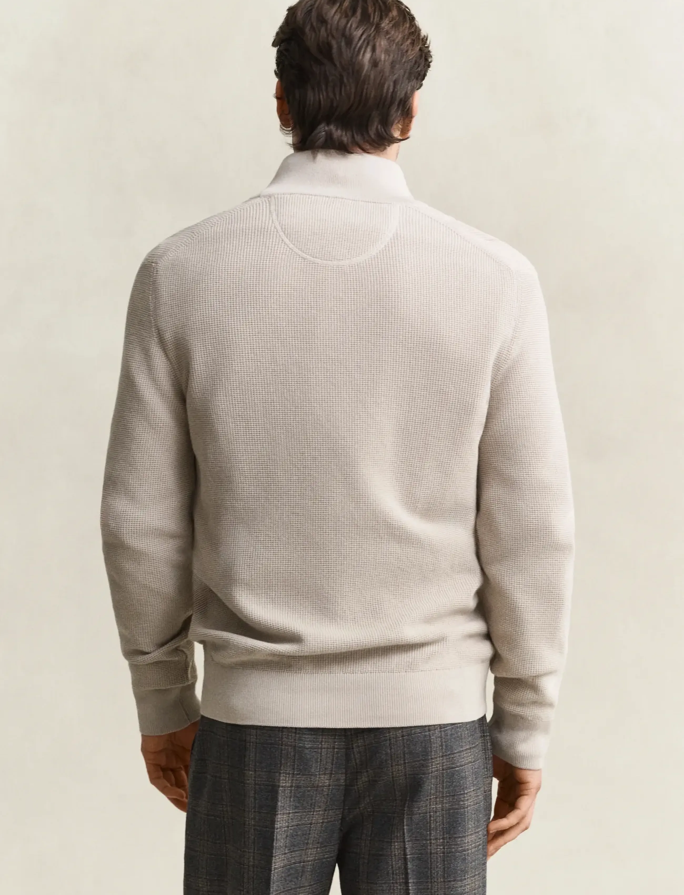 Gant - Waffle Knit Half-Zip Sweater - tõmblukk-kaelusega džemprid - clay beige - 2