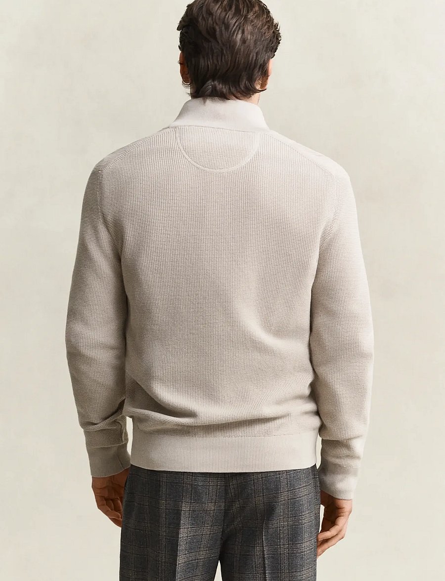 Gant - Waffle Knit Half-Zip Sweater - tõmblukk-kaelusega džemprid - clay beige - 2
