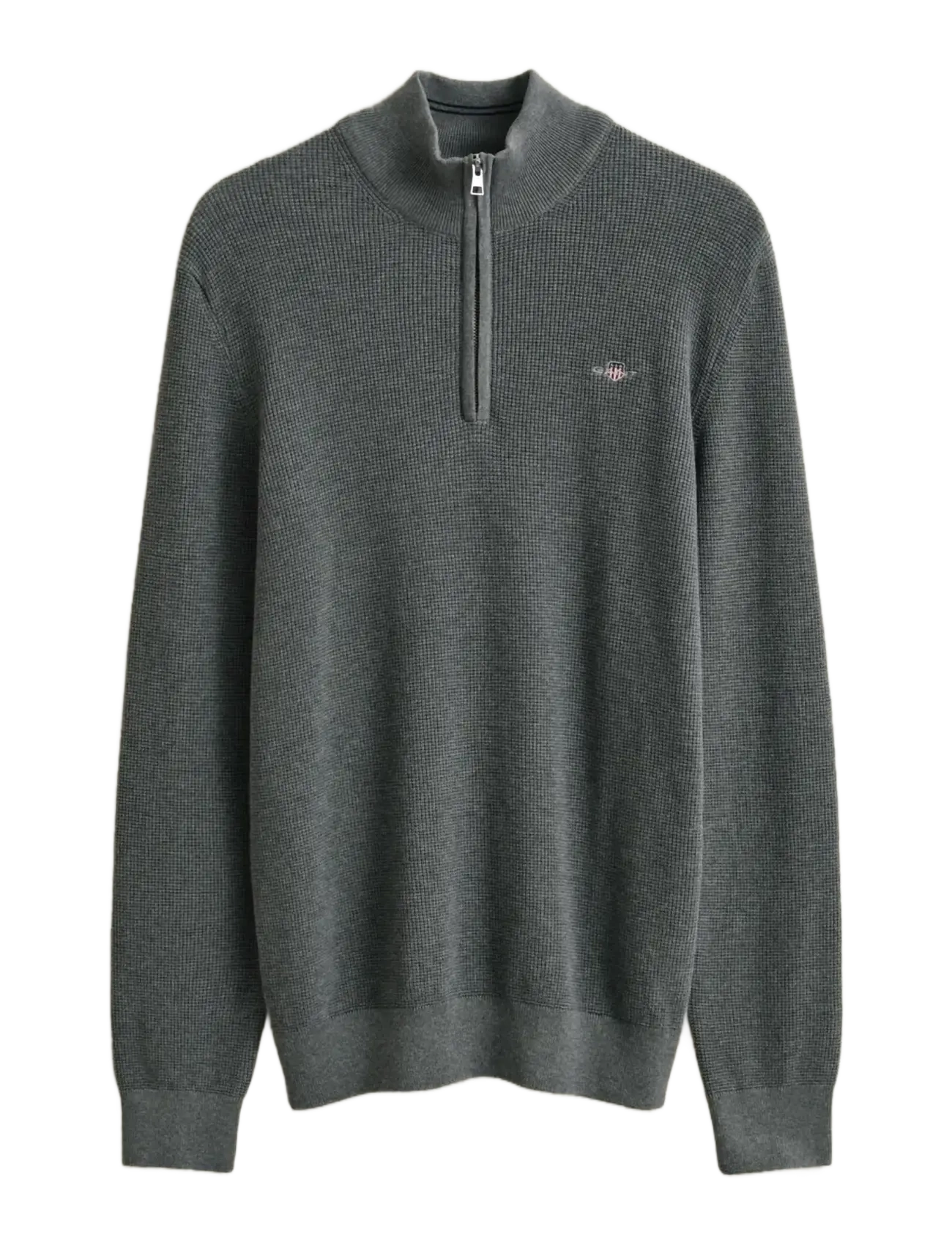 GANT Waffle Knit Half-Zip Pullover Grau - M - Herren