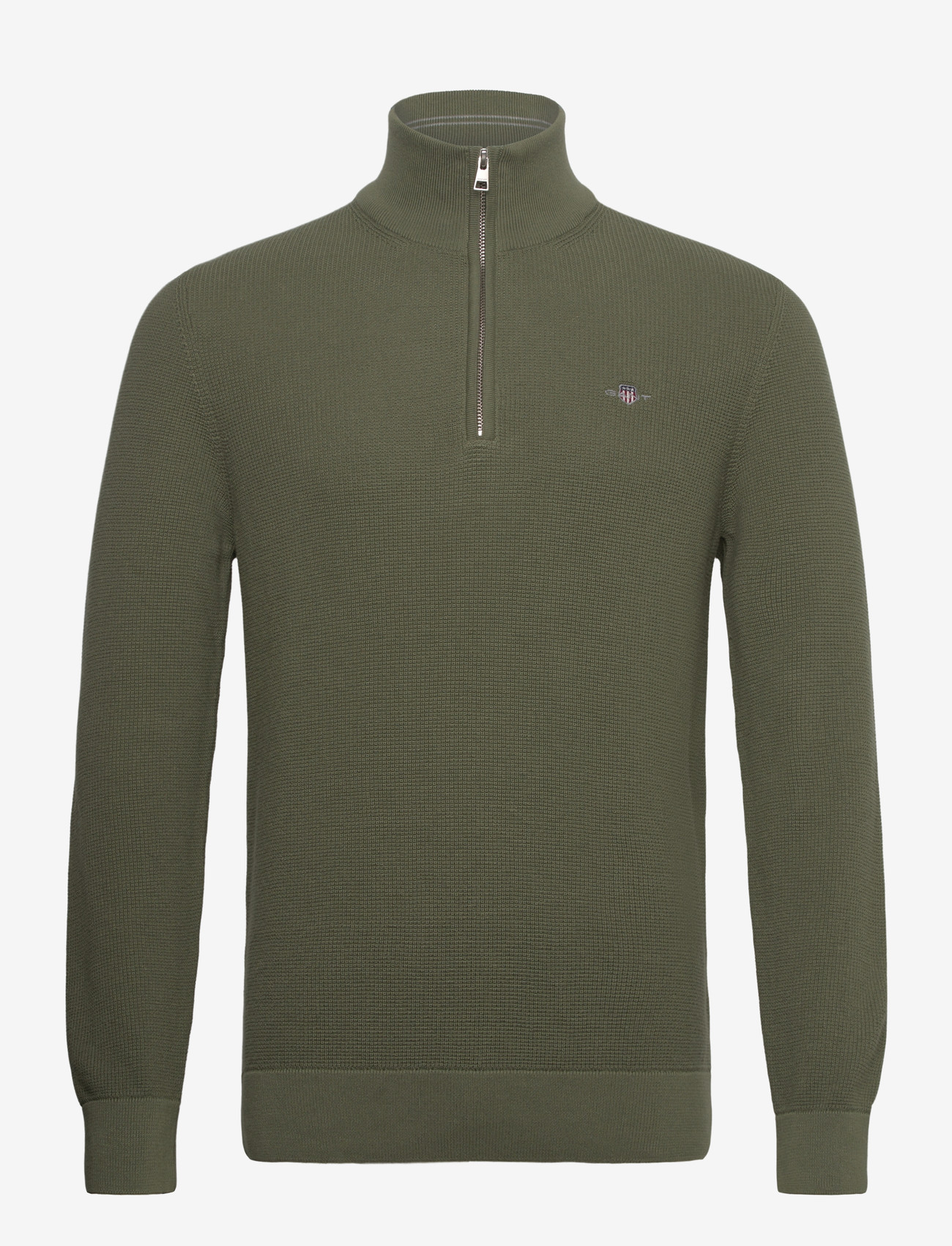 GANT - MICRO TEXTURED COTTON HALF ZIP - tõmblukk-kaelusega džemprid - dry herb green - 0