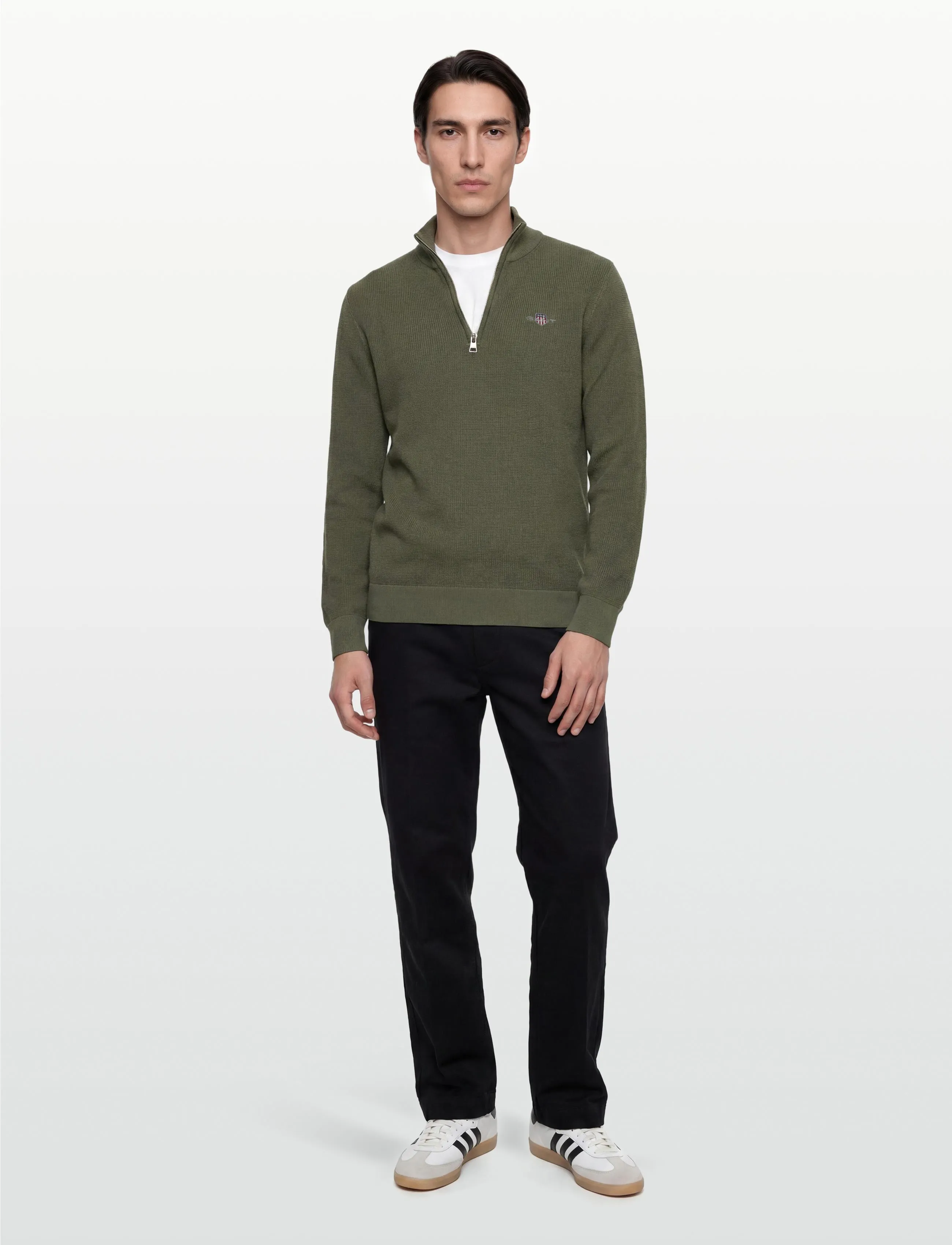 Waffle Knit Half-Zip Sweater