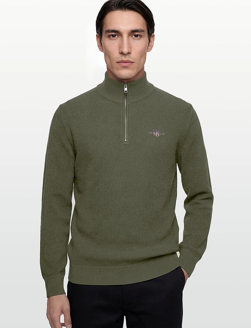 Gant - MICRO TEXTURED COTTON HALF ZIP - pullover mit halbem reißverschluss - dry herb green - 3