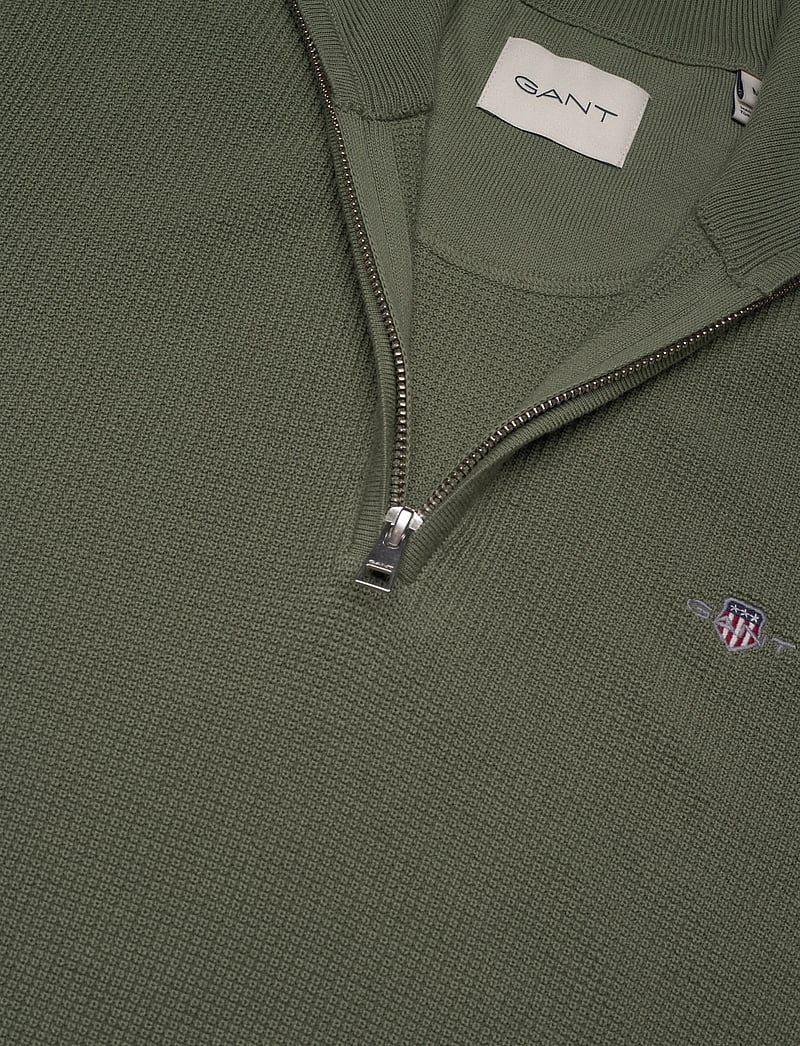 GANT - MICRO TEXTURED COTTON HALF ZIP - tõmblukk-kaelusega džemprid - dry herb green - 2