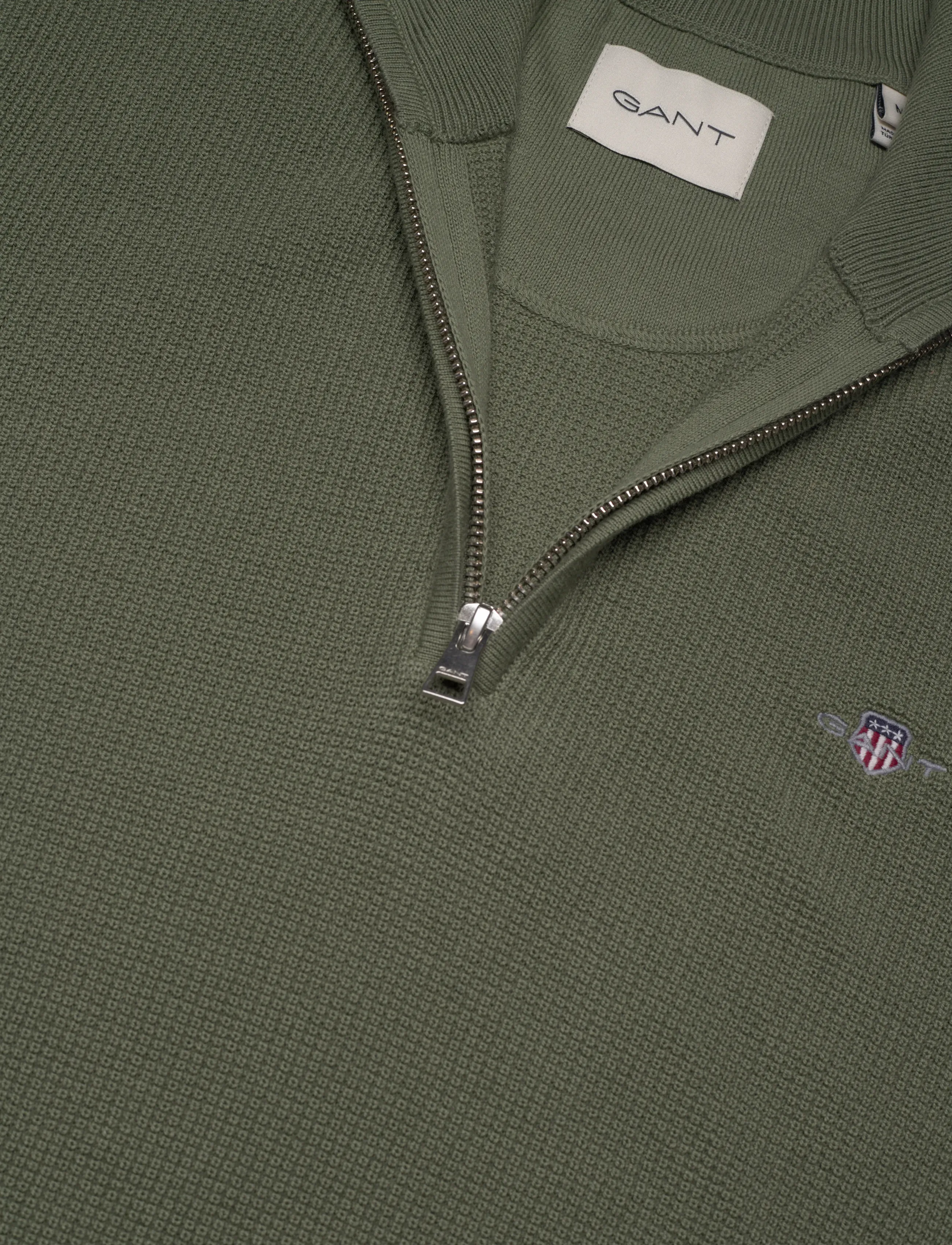 Gant - MICRO TEXTURED COTTON HALF ZIP - truien met halve rits - dry herb green - 5