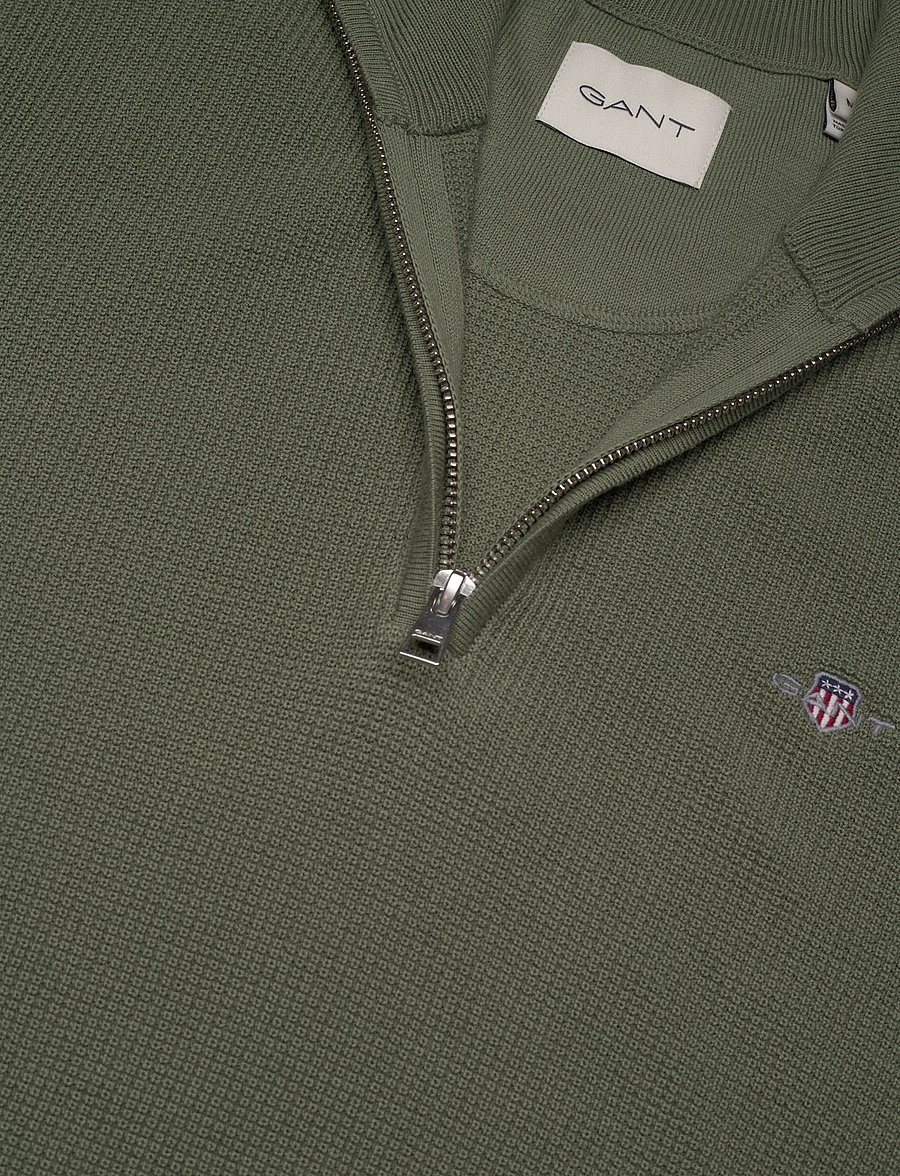 Gant - MICRO TEXTURED COTTON HALF ZIP - truien met halve rits - dry herb green - 5