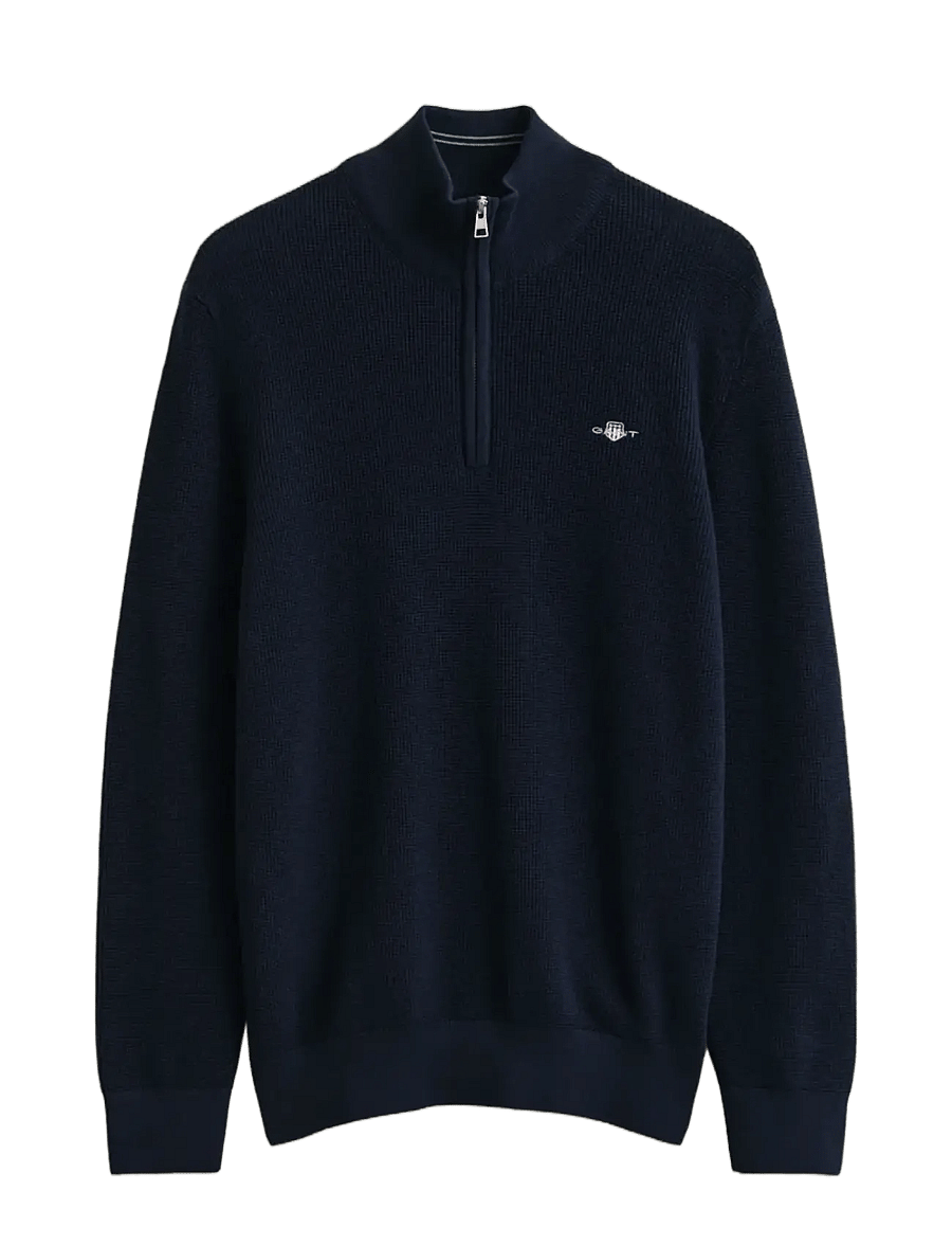 Gant - MICRO TEXTURED COTTON HALF ZIP - pullover mit halbem reißverschluss - evening blue - 1