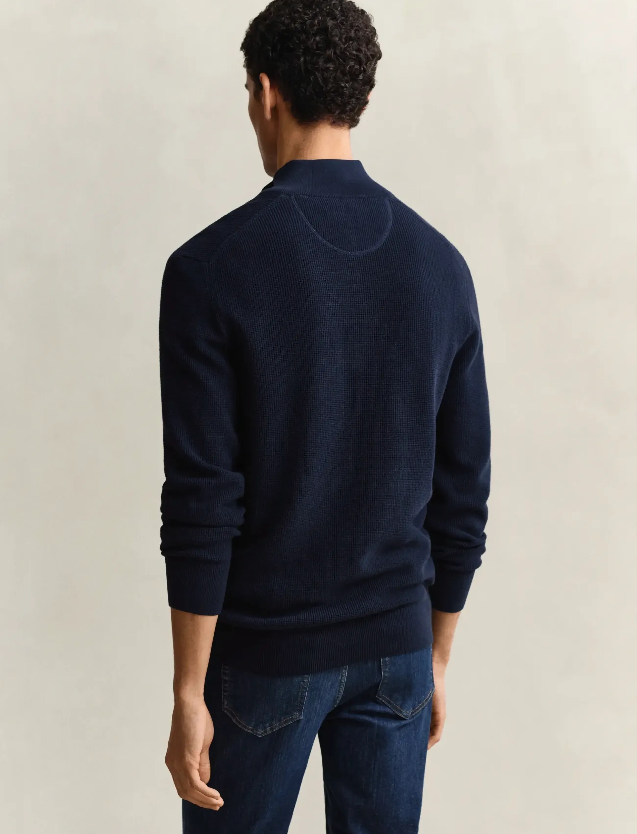 Gant - MICRO TEXTURED COTTON HALF ZIP - pullover mit halbem reißverschluss - evening blue - 2