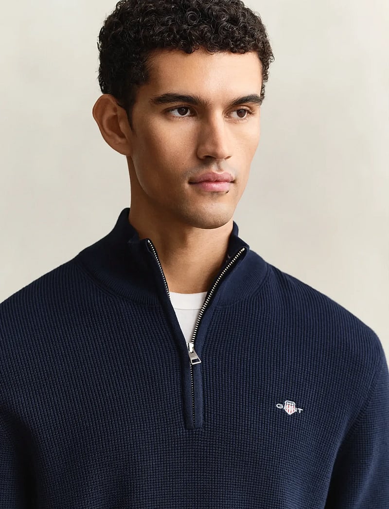 GANT - MICRO TEXTURED COTTON HALF ZIP - pullover mit halbem reißverschluss - evening blue - 3