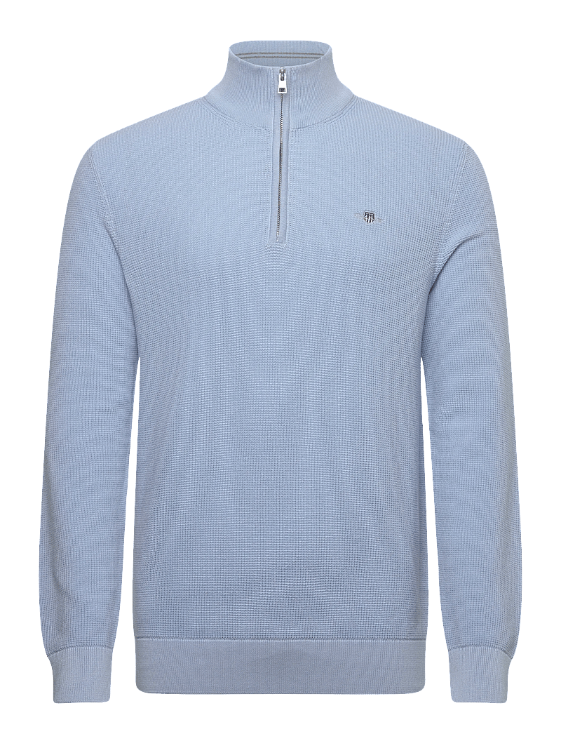 GANT - MICRO TEXTURED COTTON HALF ZIP - tõmblukk-kaelusega džemprid - fresh blue - 0