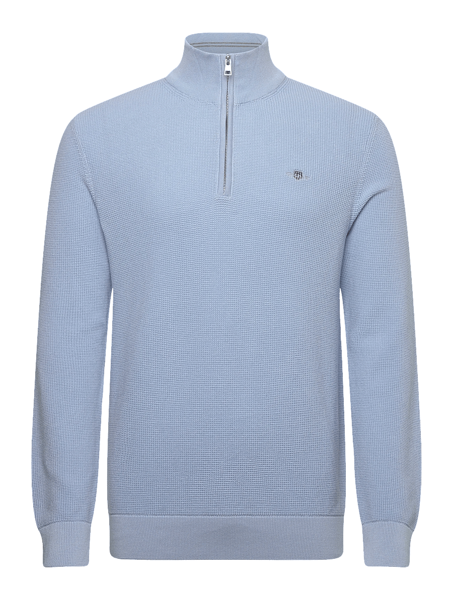 Gant - Waffle Knit Half-Zip Sweater - tõmblukk-kaelusega džemprid - fresh blue - 1
