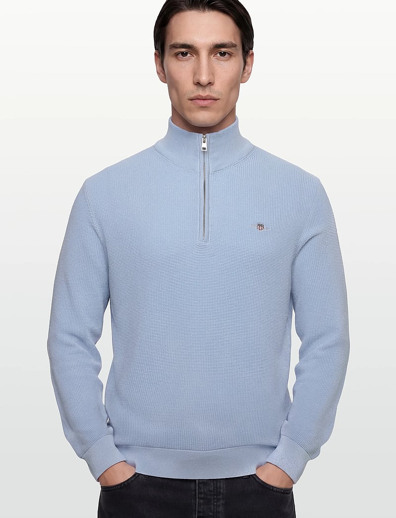 Gant - MICRO TEXTURED COTTON HALF ZIP - pullover mit halbem reißverschluss - fresh blue - 3