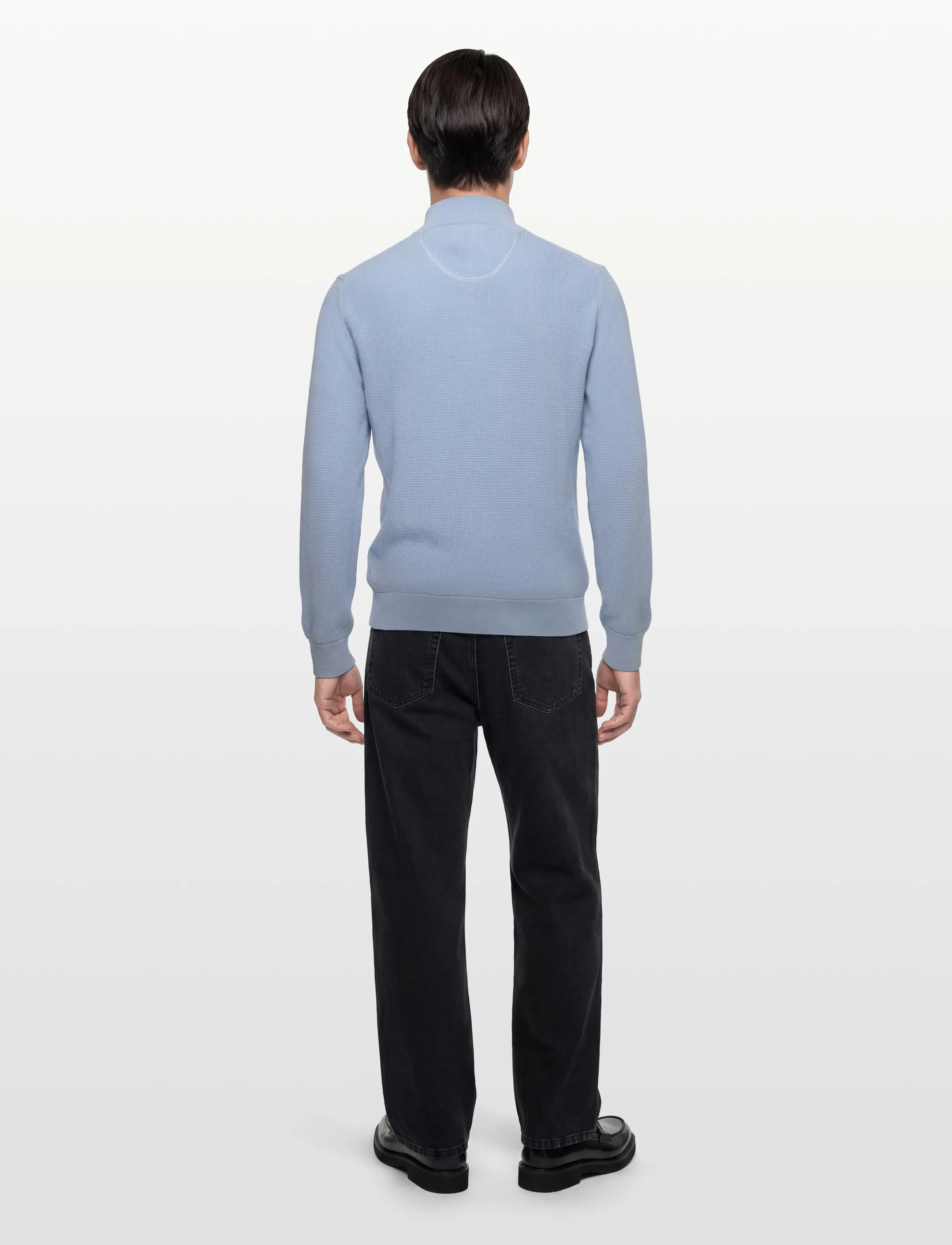 Gant - Waffle Knit Half-Zip Sweater - tõmblukk-kaelusega džemprid - fresh blue - 4