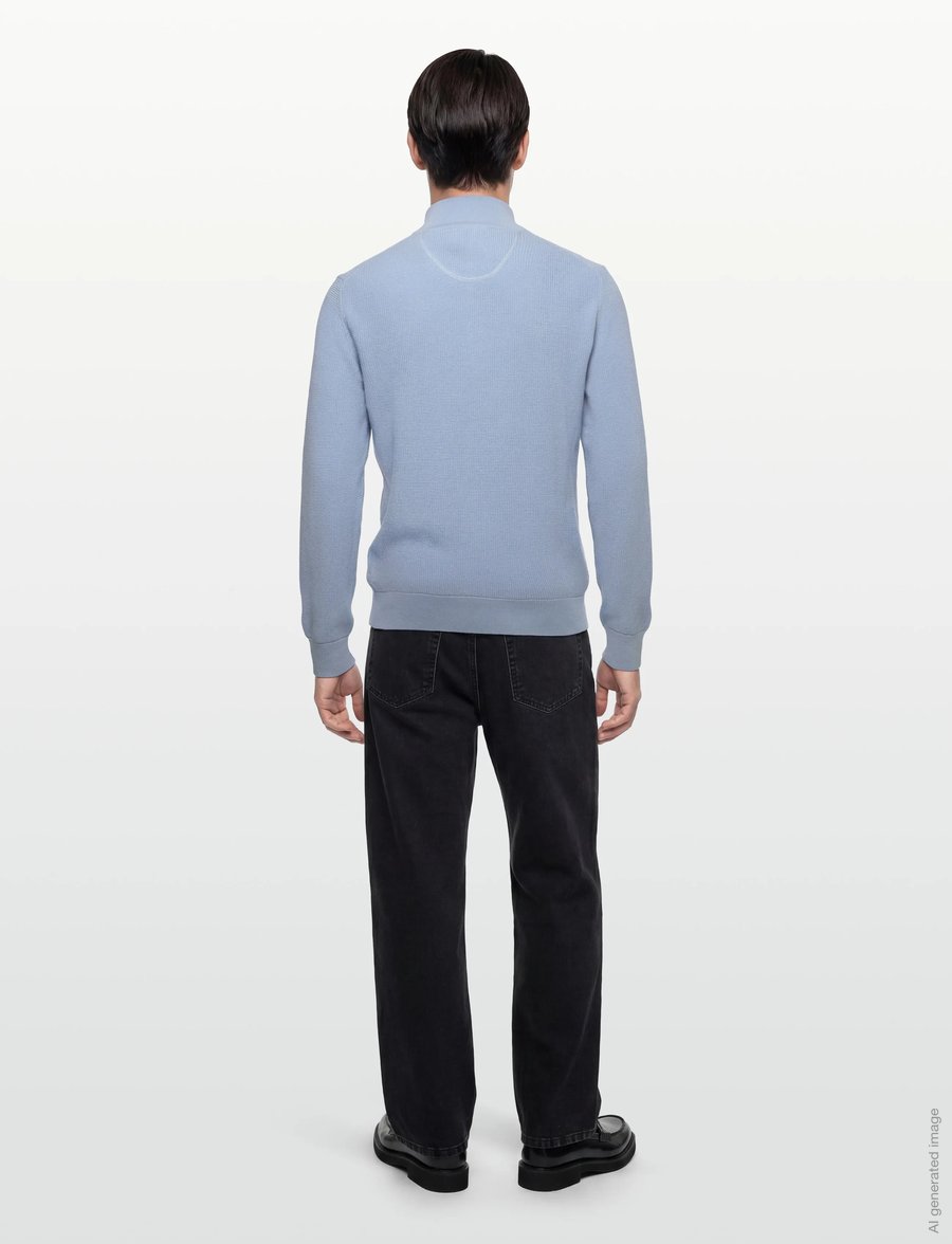 Gant - Waffle Knit Half-Zip Sweater - tõmblukk-kaelusega džemprid - fresh blue - 4