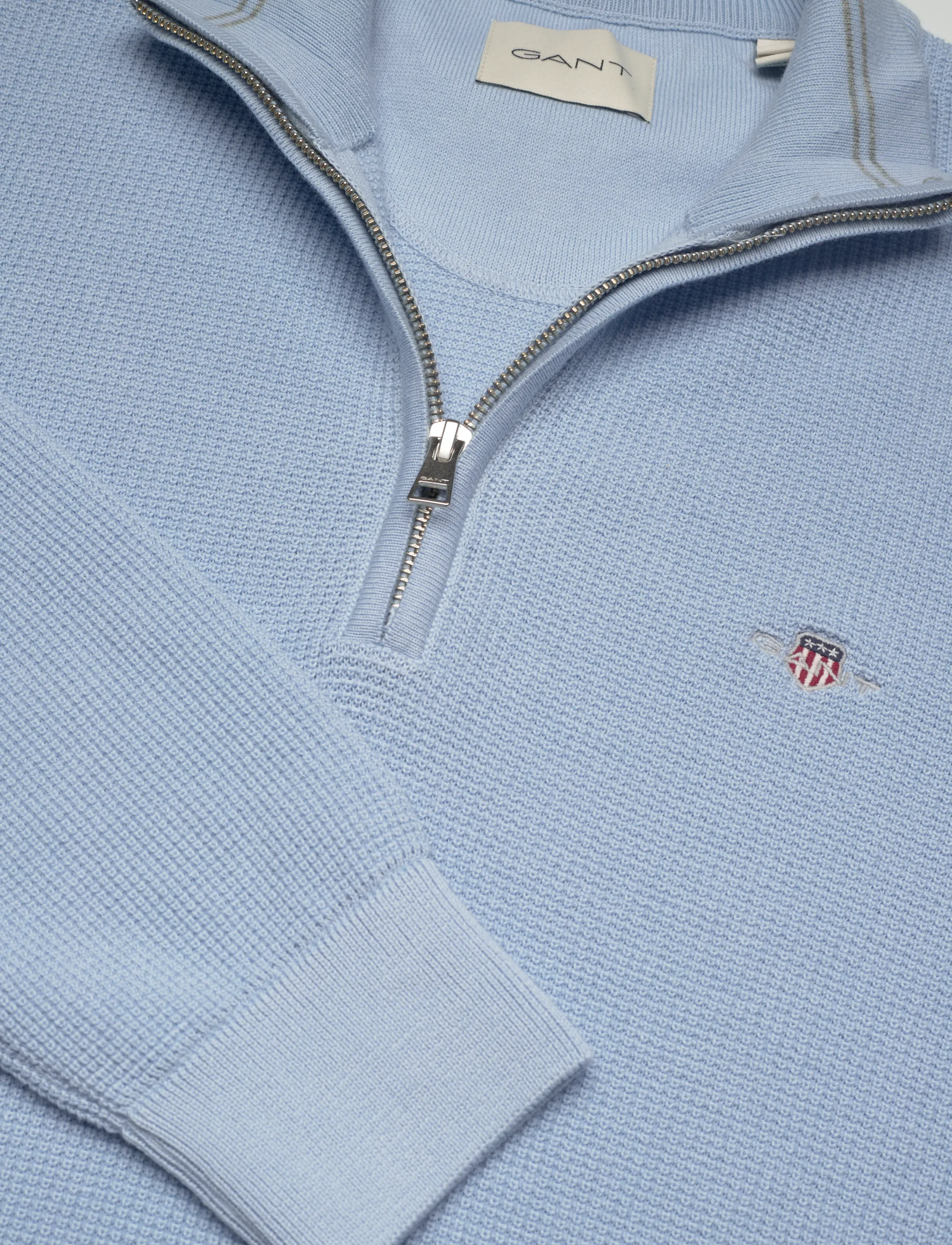 Gant - Waffle Knit Half-Zip Sweater - tõmblukk-kaelusega džemprid - fresh blue - 5