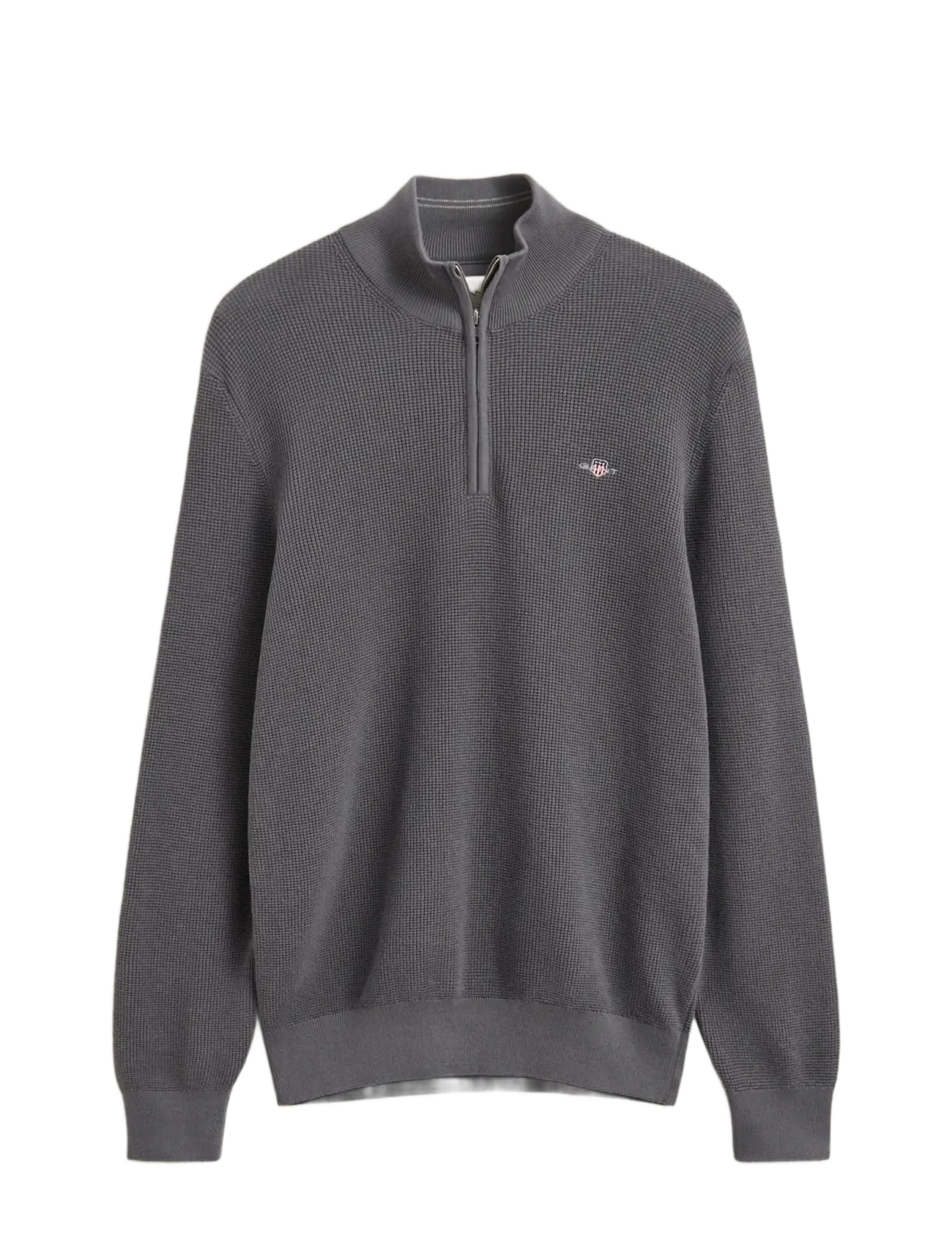 GANT Waffle Knit Half-Zip Pullover Grau - L - Herren
