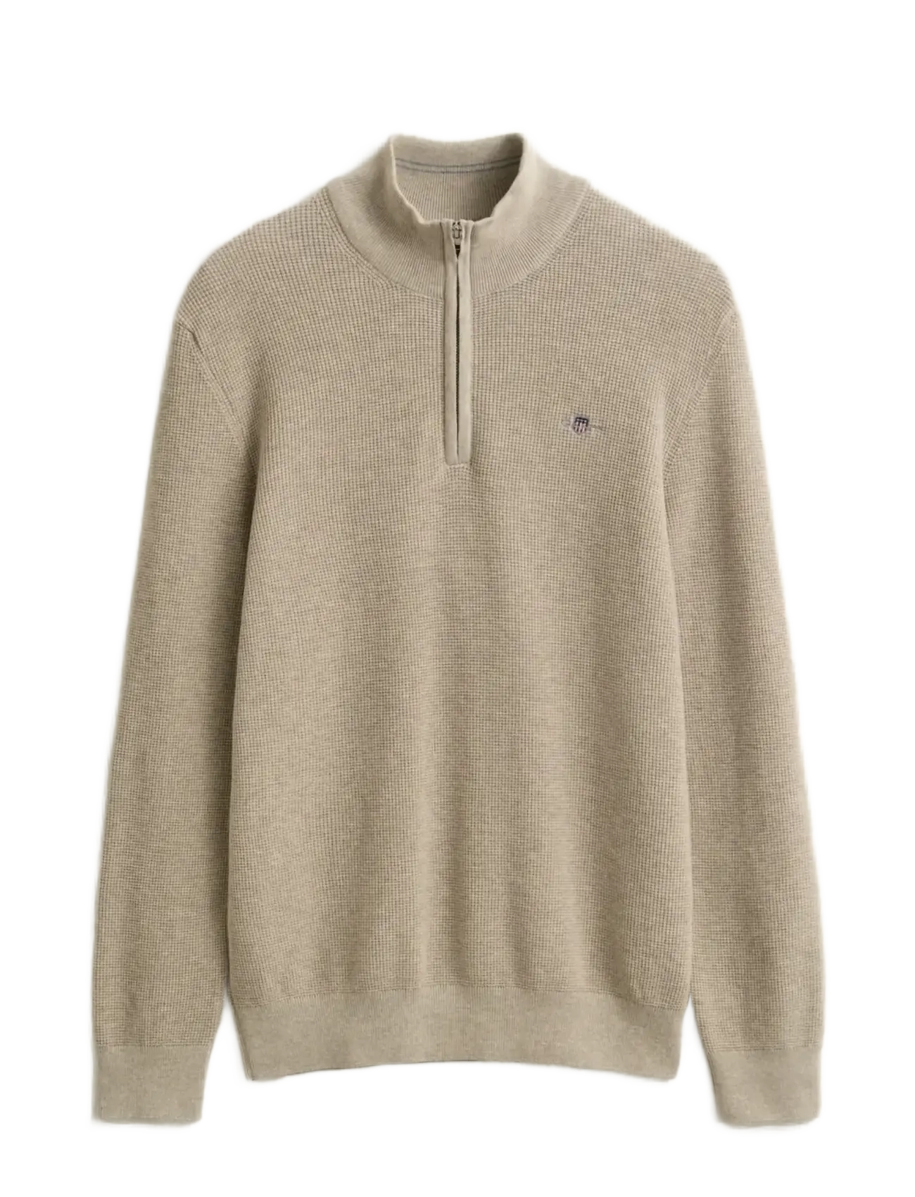GANT Waffle Knit Half-Zip Pullover Beige - L - Herren