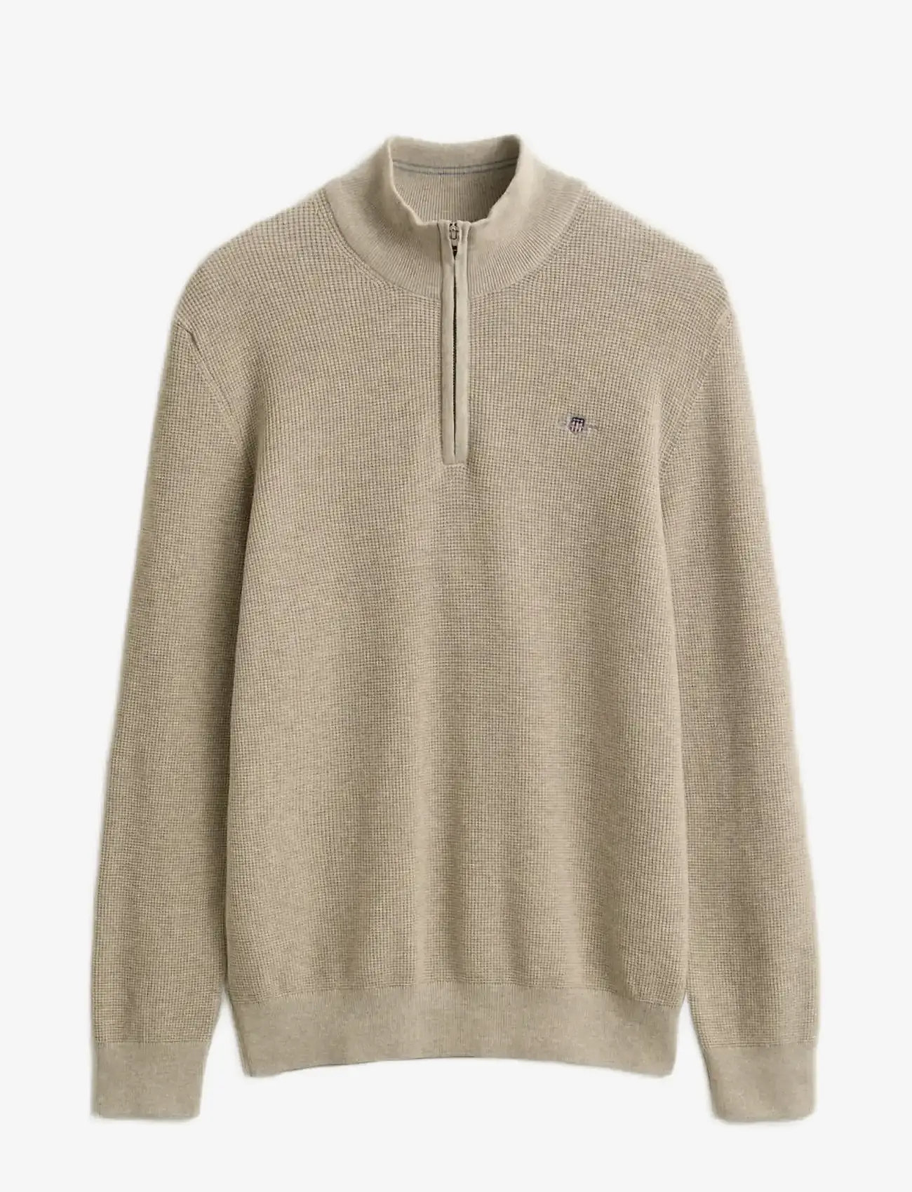 GANT - MICRO TEXTURED COTTON HALF ZIP - halfzip strik - oat melange - 1