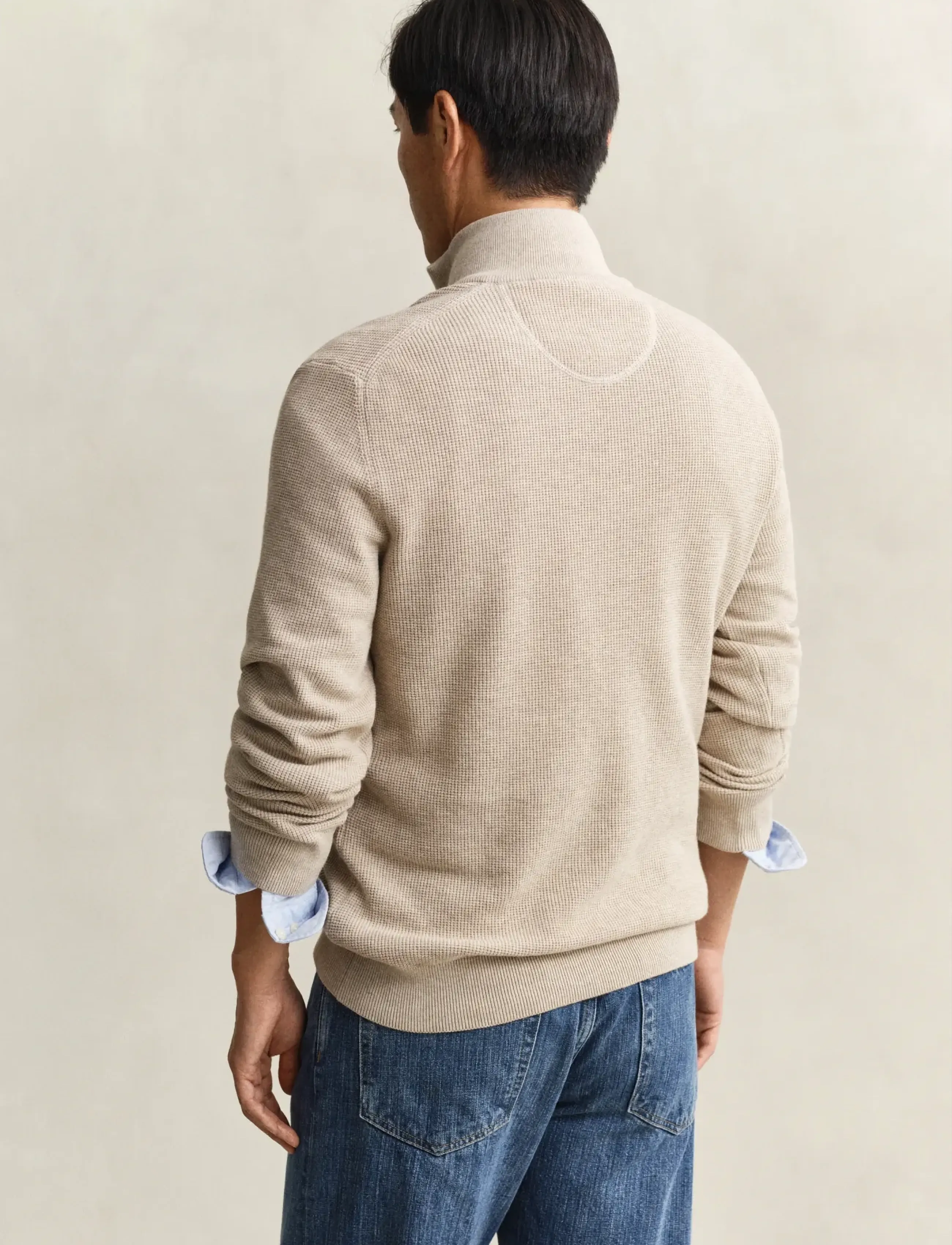Gant - MICRO TEXTURED COTTON HALF ZIP - pullover mit halbem reißverschluss - oat melange - 2