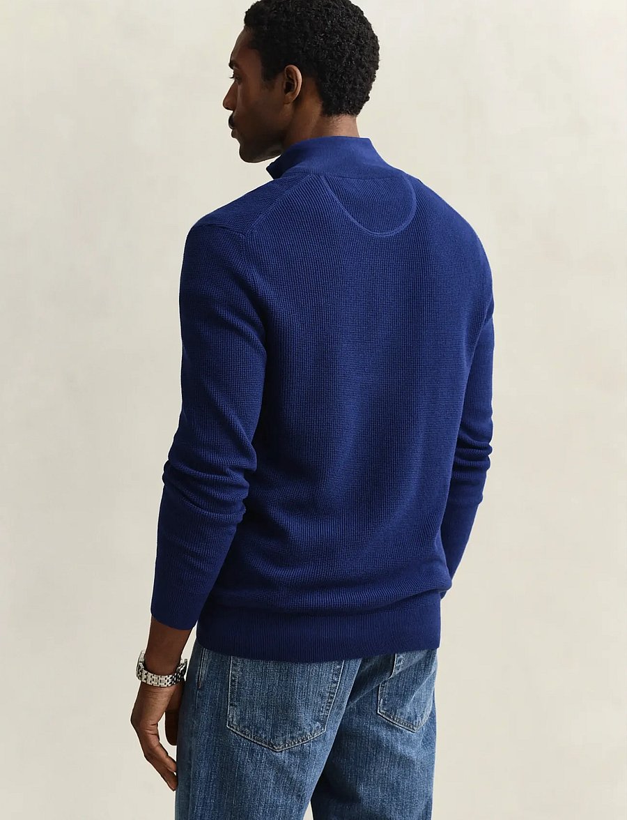 Gant - Waffle Knit Half-Zip Sweater - pullover mit halbem reißverschluss - rich navy - 2