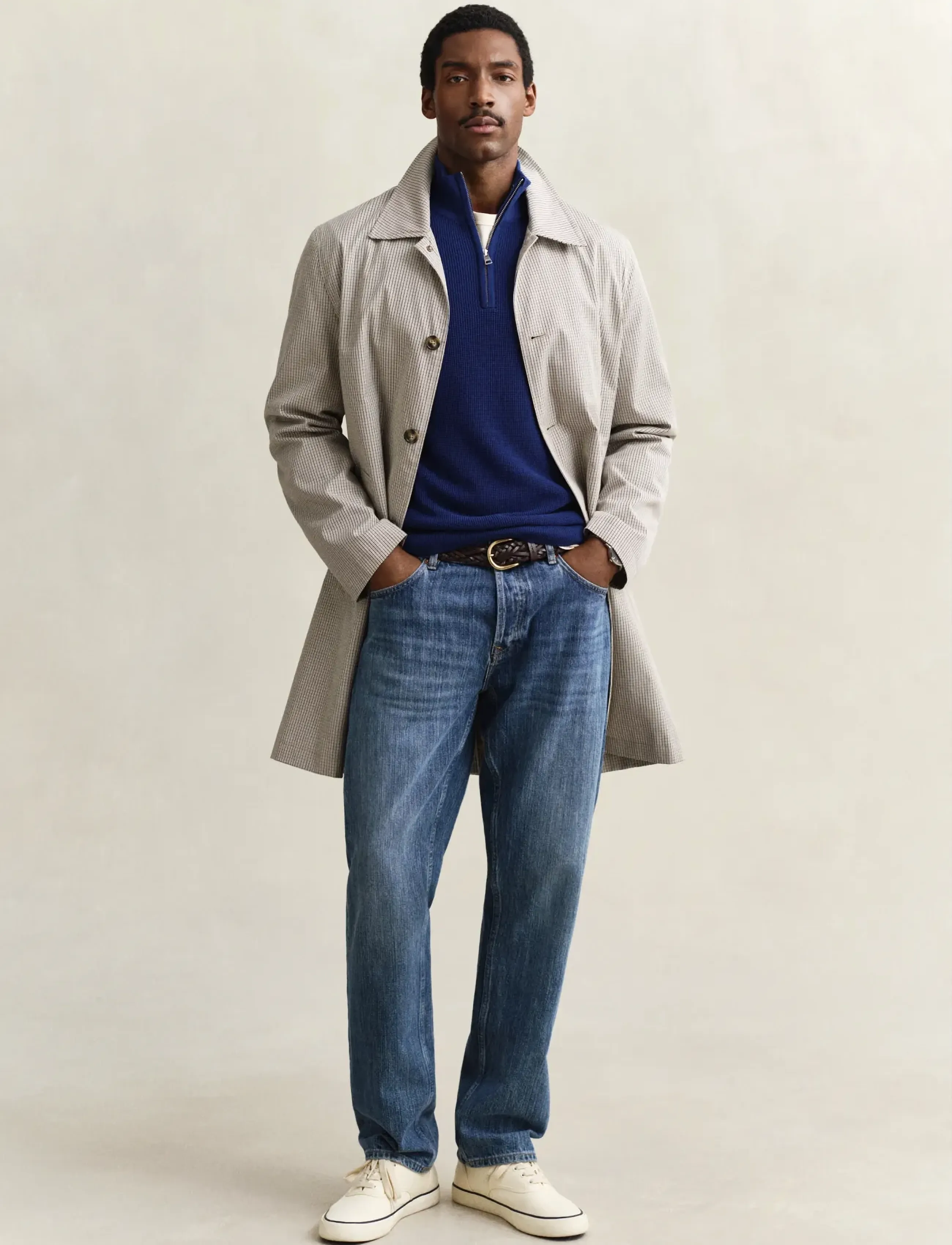 Gant - MICRO TEXTURED COTTON HALF ZIP - half zip jumpers - rich navy - 4