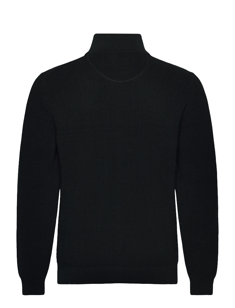 GANT - MICRO TEXTURED COTTON ZIP CARDIGAN - džemperiai su užtrauktuku - black - 1