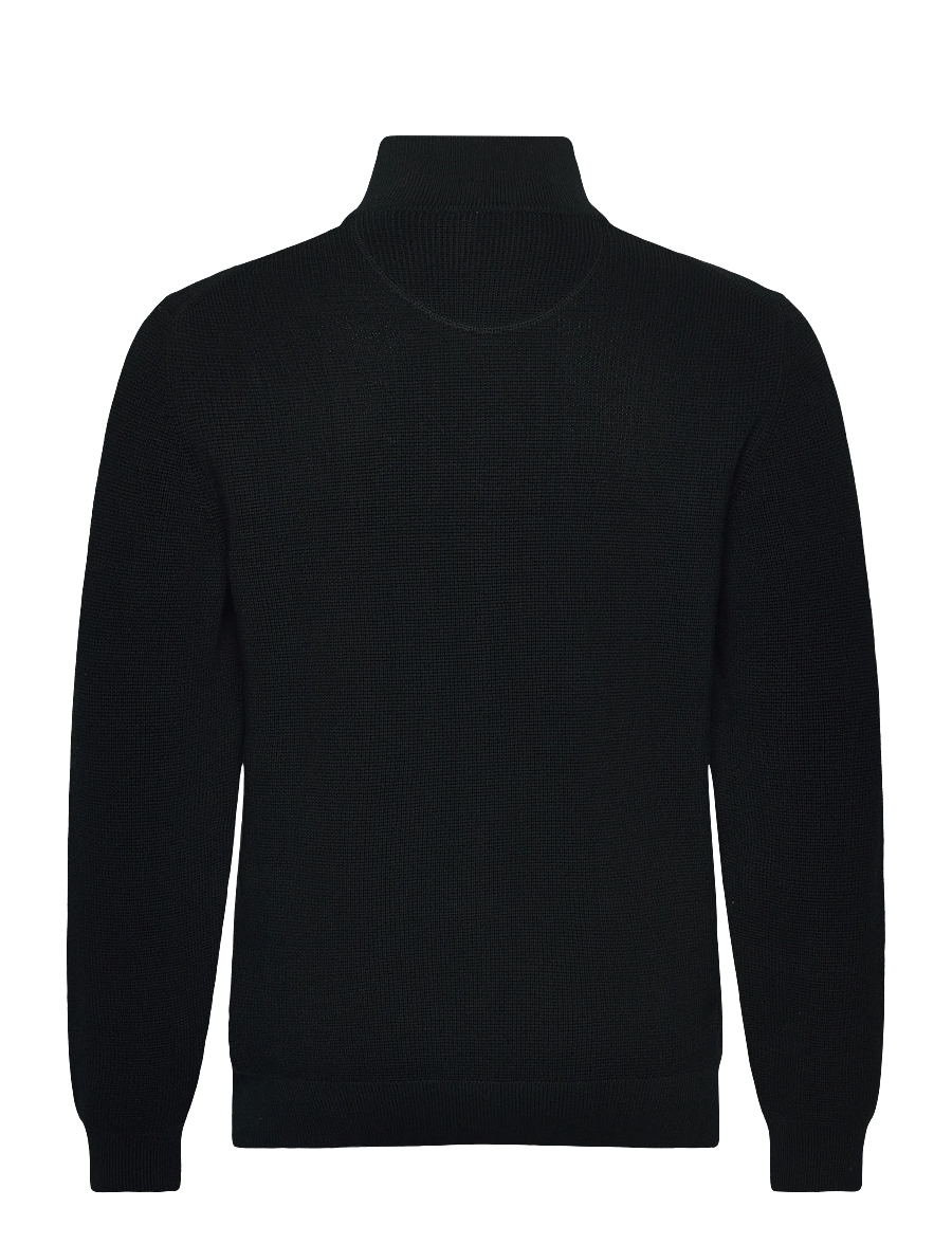 Gant - Waffle Knit Zip Cardigan - fullzip strik - black - 2