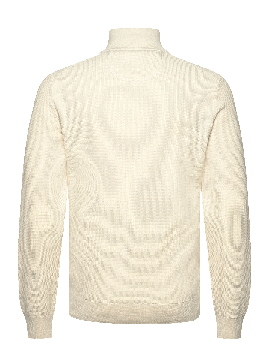 Gant - Waffle Knit Zip Cardigan - fullzip strik - cream - 2