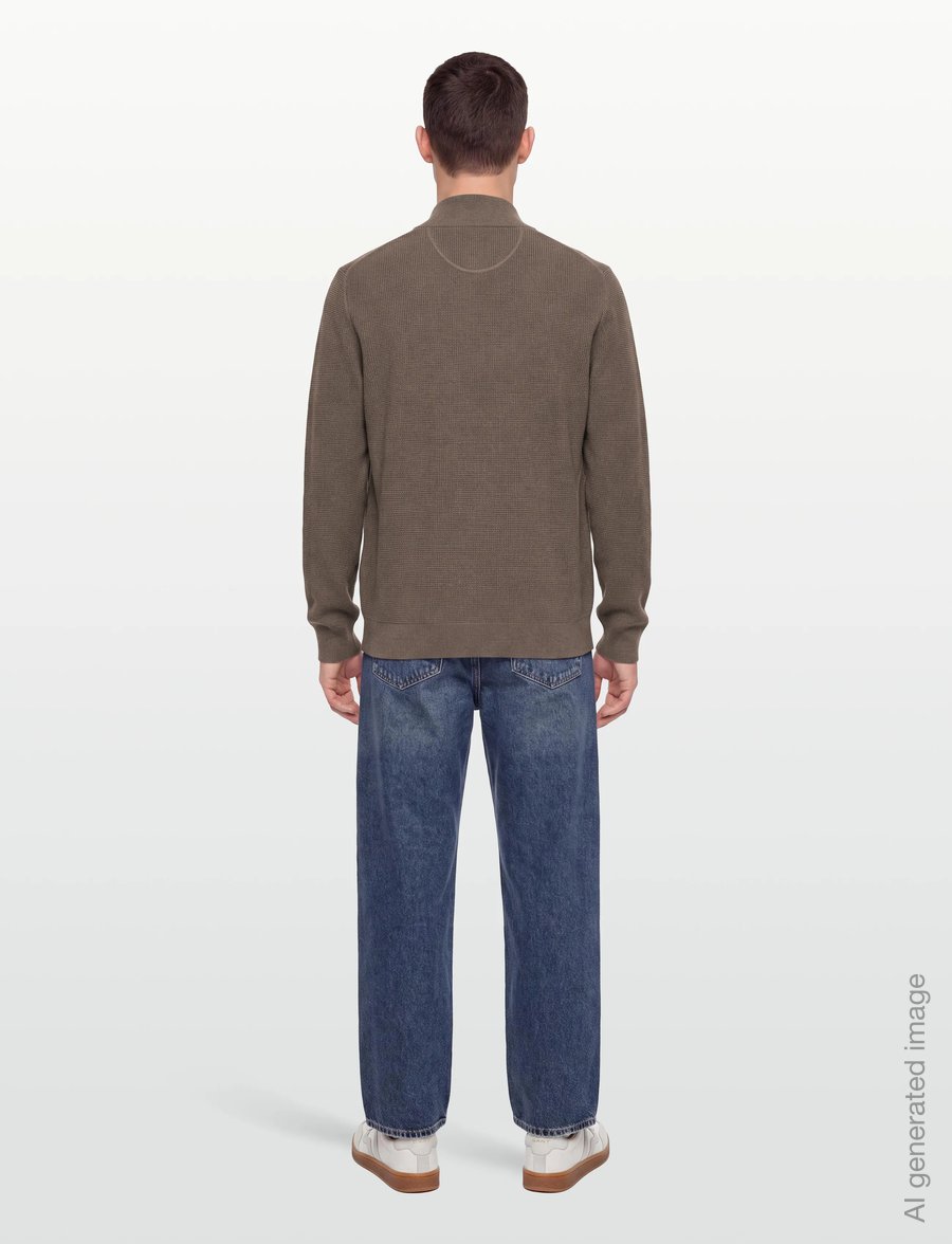 Gant - Waffle Knit Zip Cardigan - pullover mit durchgehendem reißverschluss - dark hazelnut melange - 4