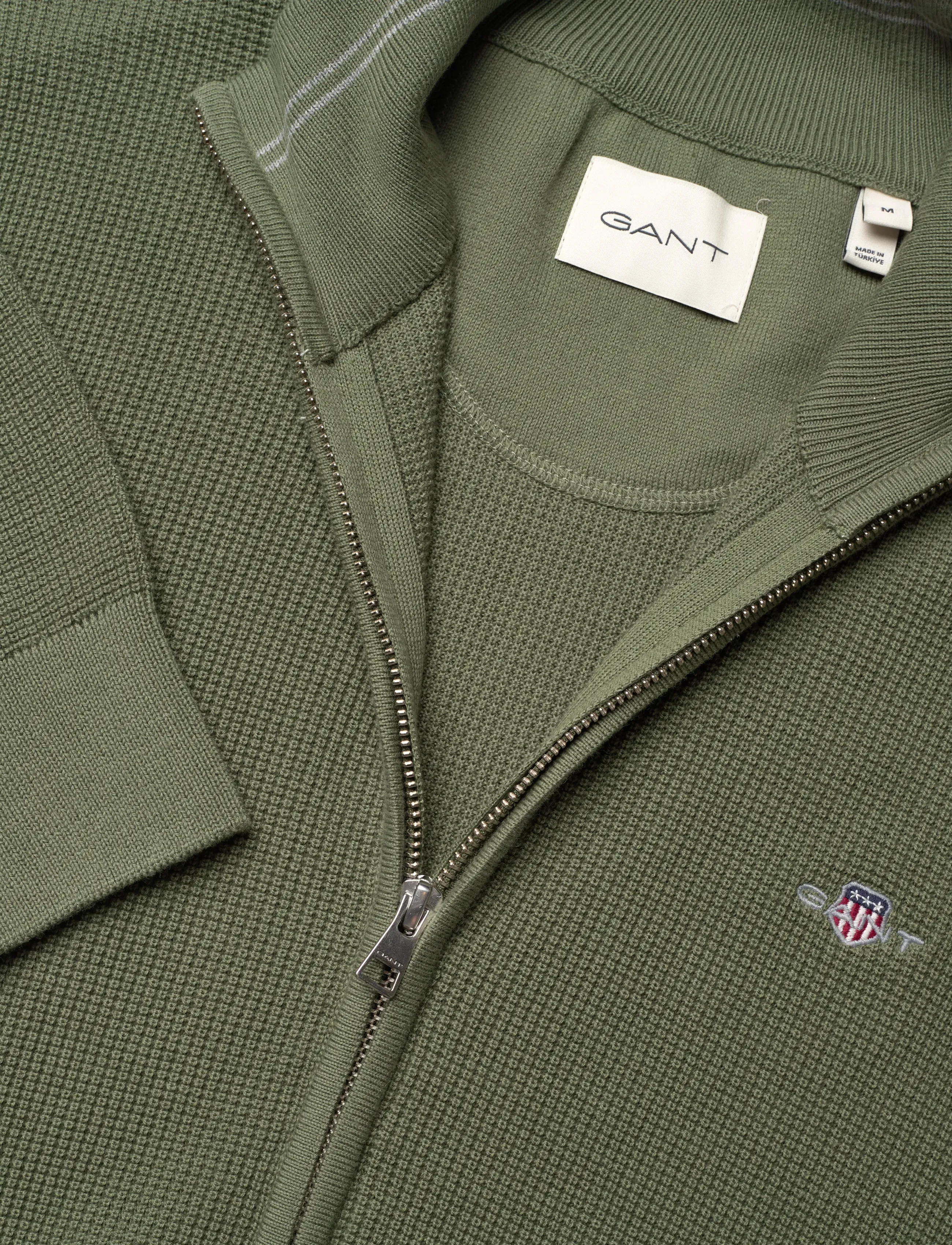 Gant - Waffle Knit Zip Cardigan - pullover mit durchgehendem reißverschluss - dry herb green - 5