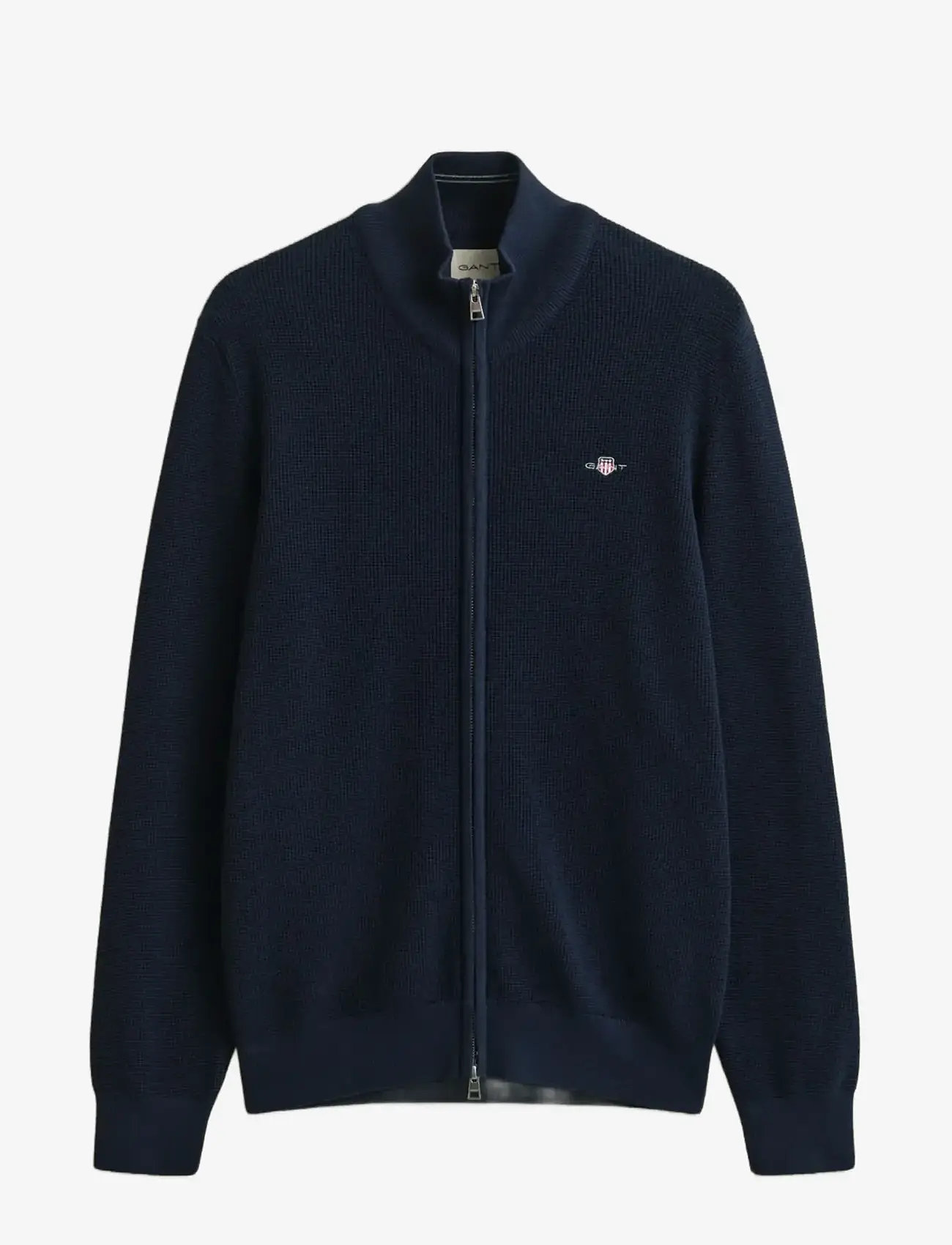 GANT - MICRO TEXTURED COTTON ZIP CARDIGAN - fullzip strik - evening blue - 1