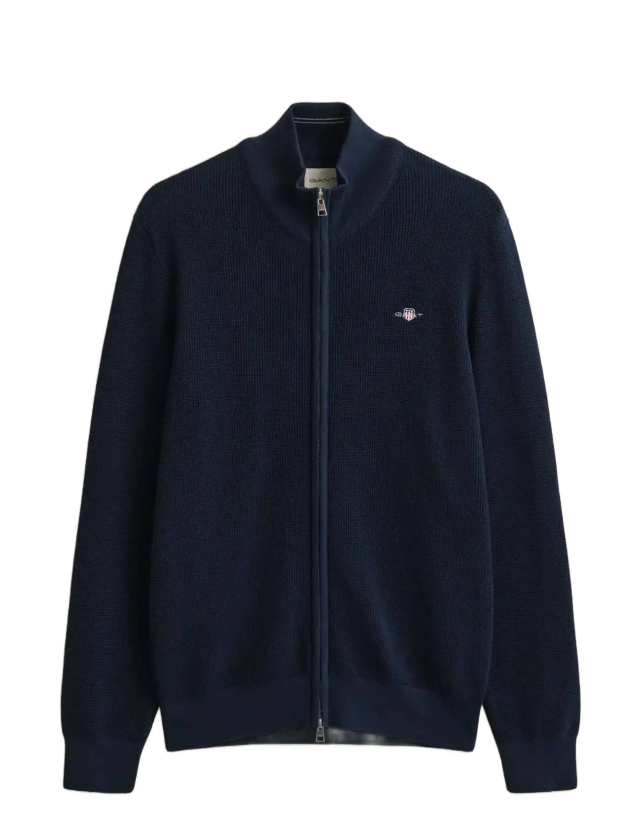 GANT MICRO TEXTURED COTTON ZIP CARDIGAN - Strickmode - EVENING BLUE / navy