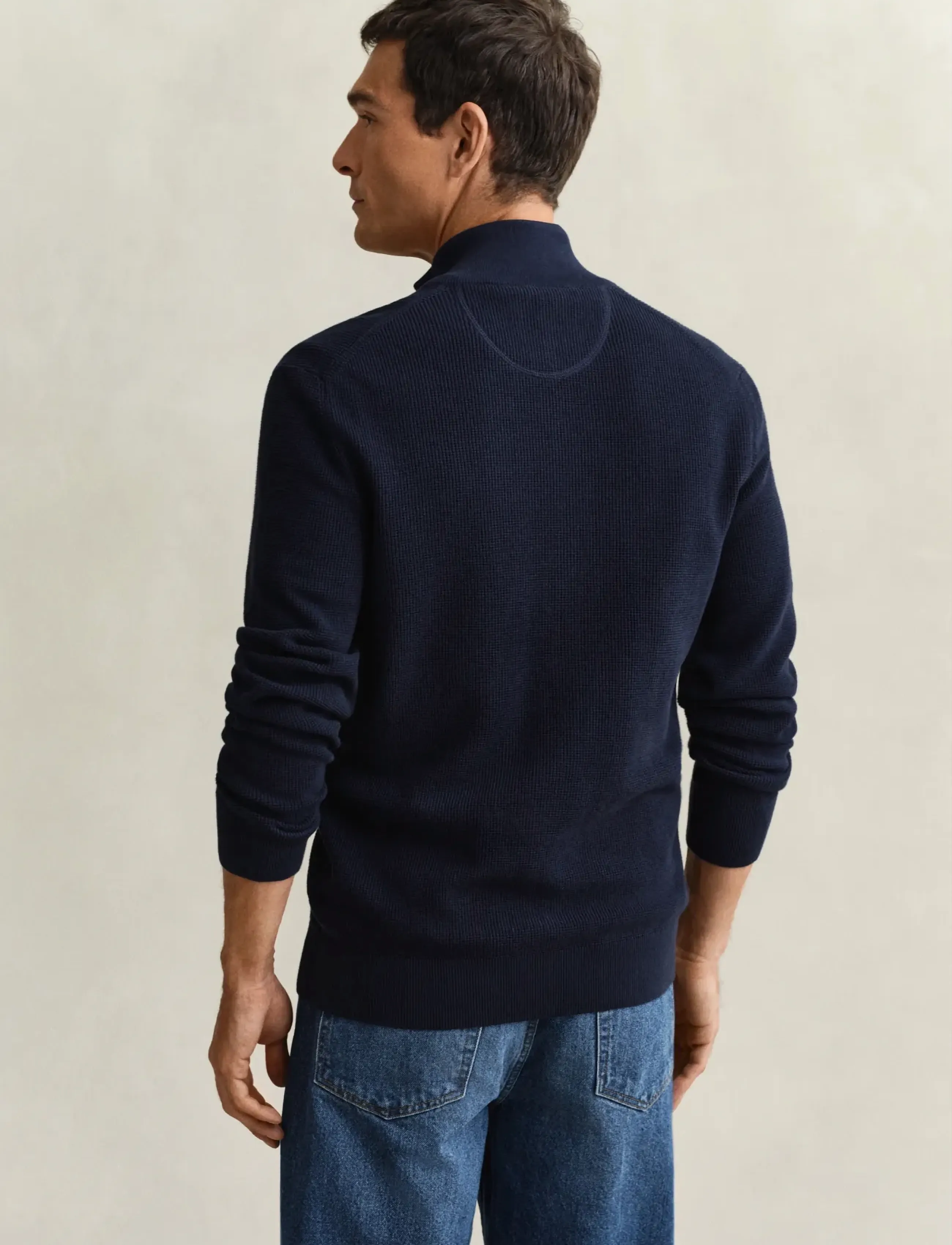 Gant - Waffle Knit Zip Cardigan - fullzip strik - evening blue - 2