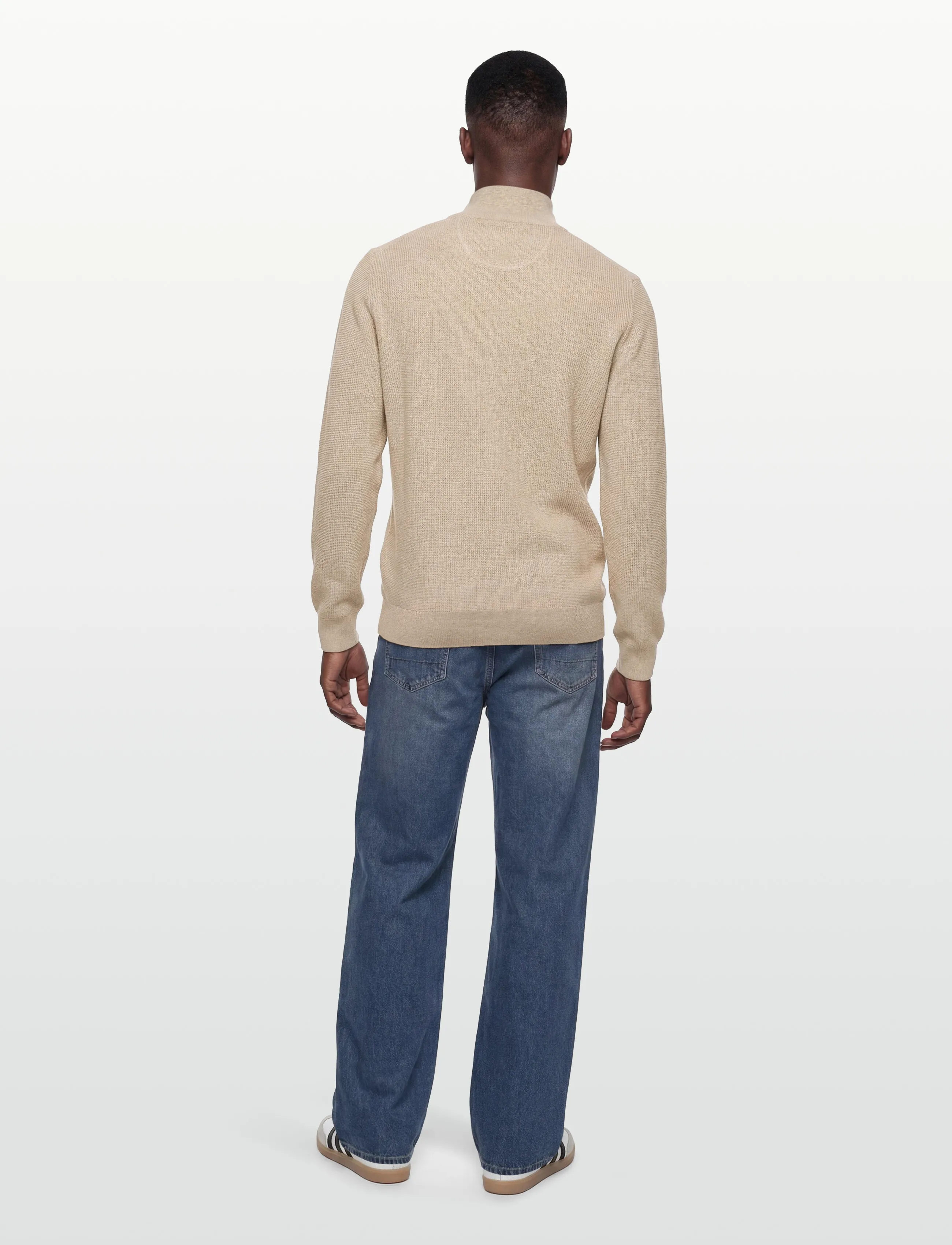 Gant - Waffle Knit Zip Cardigan - fullzip strik - oat melange - 4