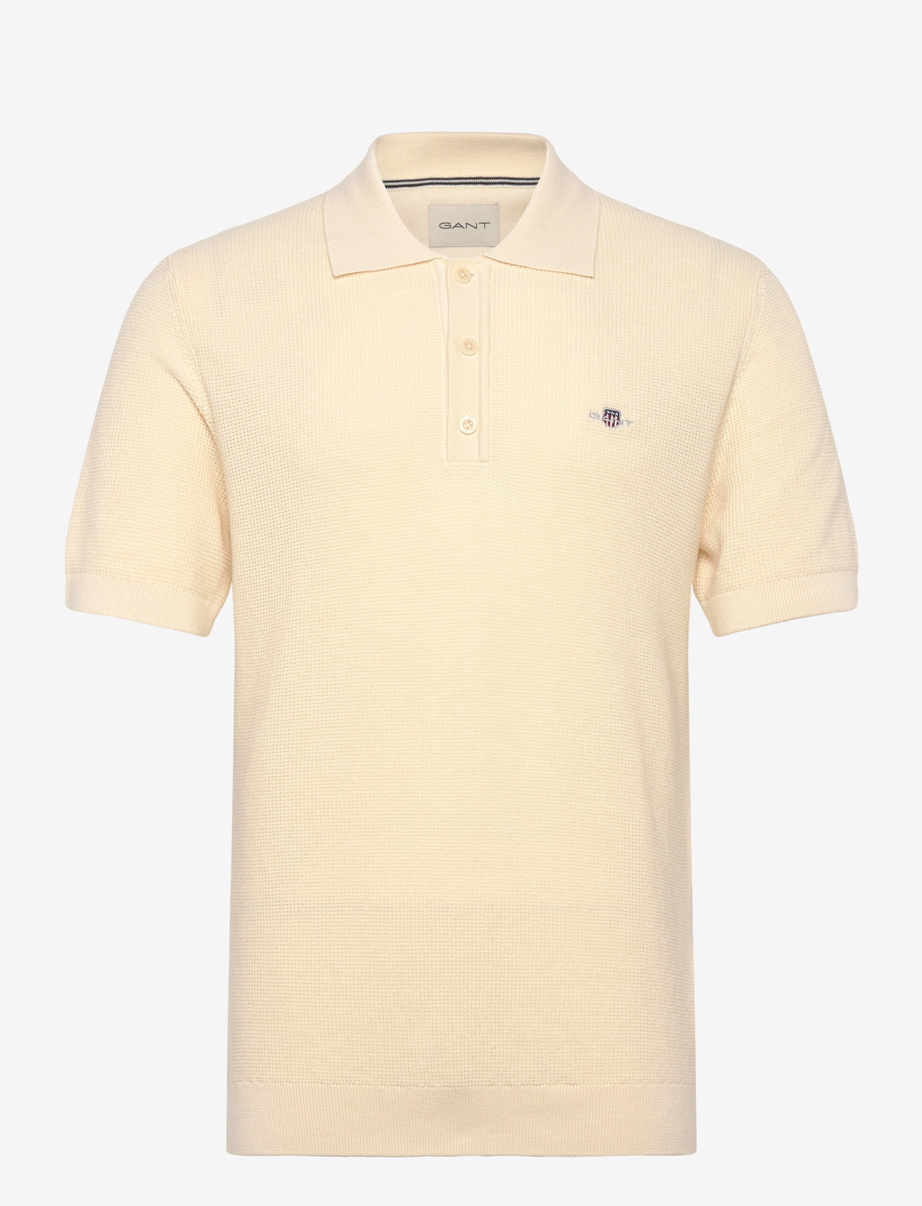 GANT - MICRO TEXTURED COTTON SS POLO - kootud polosärgid - cream - 0