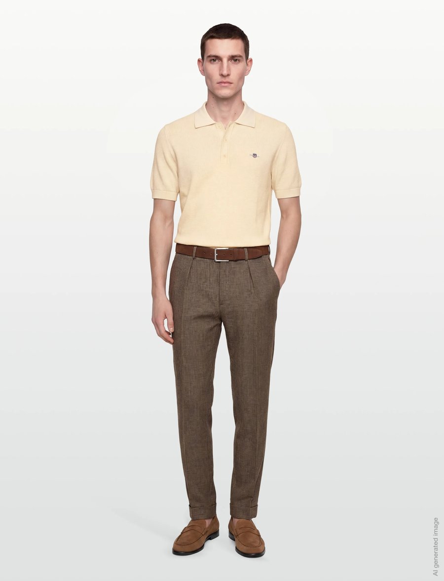 Gant - MICRO TEXTURED COTTON SS POLO - stickade pikéer - cream - 0