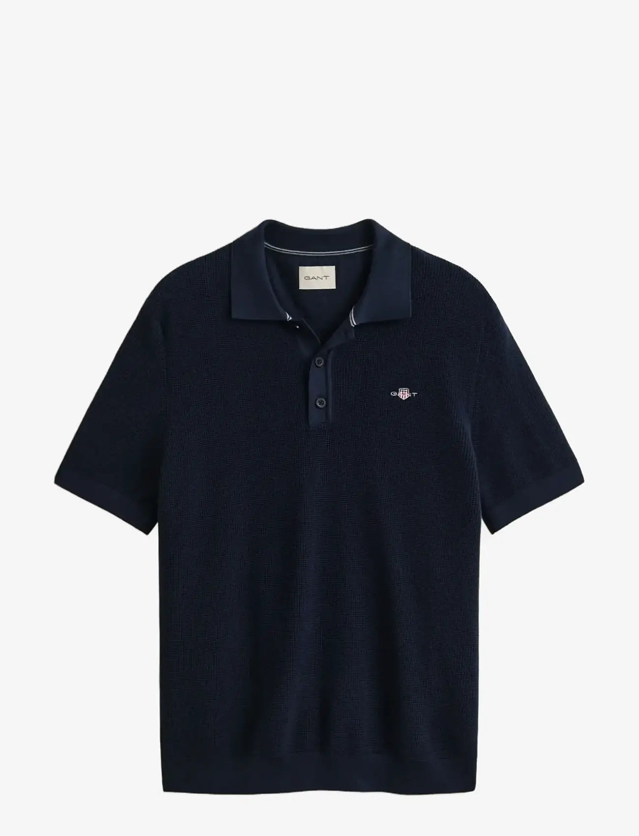 GANT - MICRO TEXTURED COTTON SS POLO - knitted polos - evening blue - 1