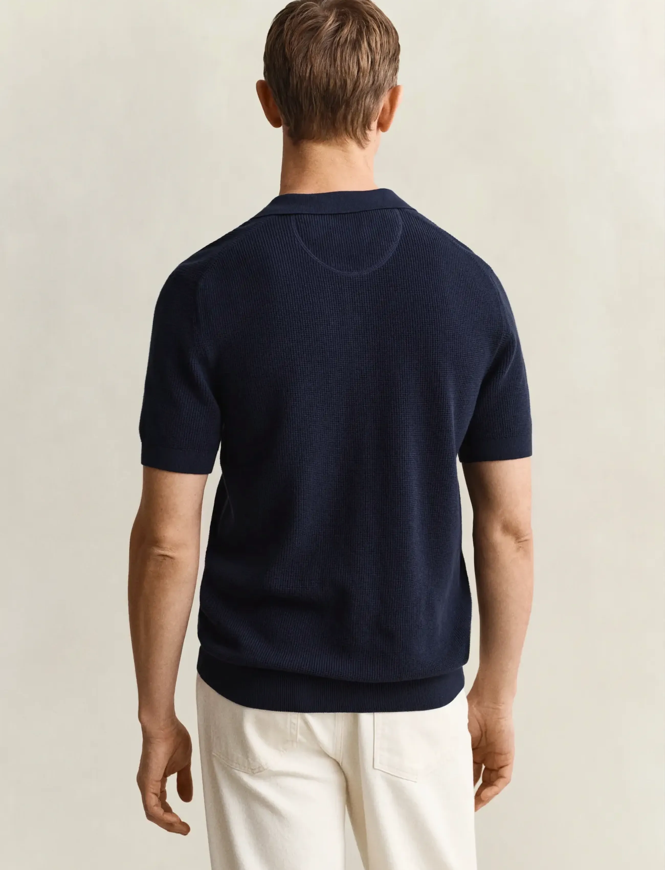 Gant - MICRO TEXTURED COTTON SS POLO - knitted polos - evening blue - 2