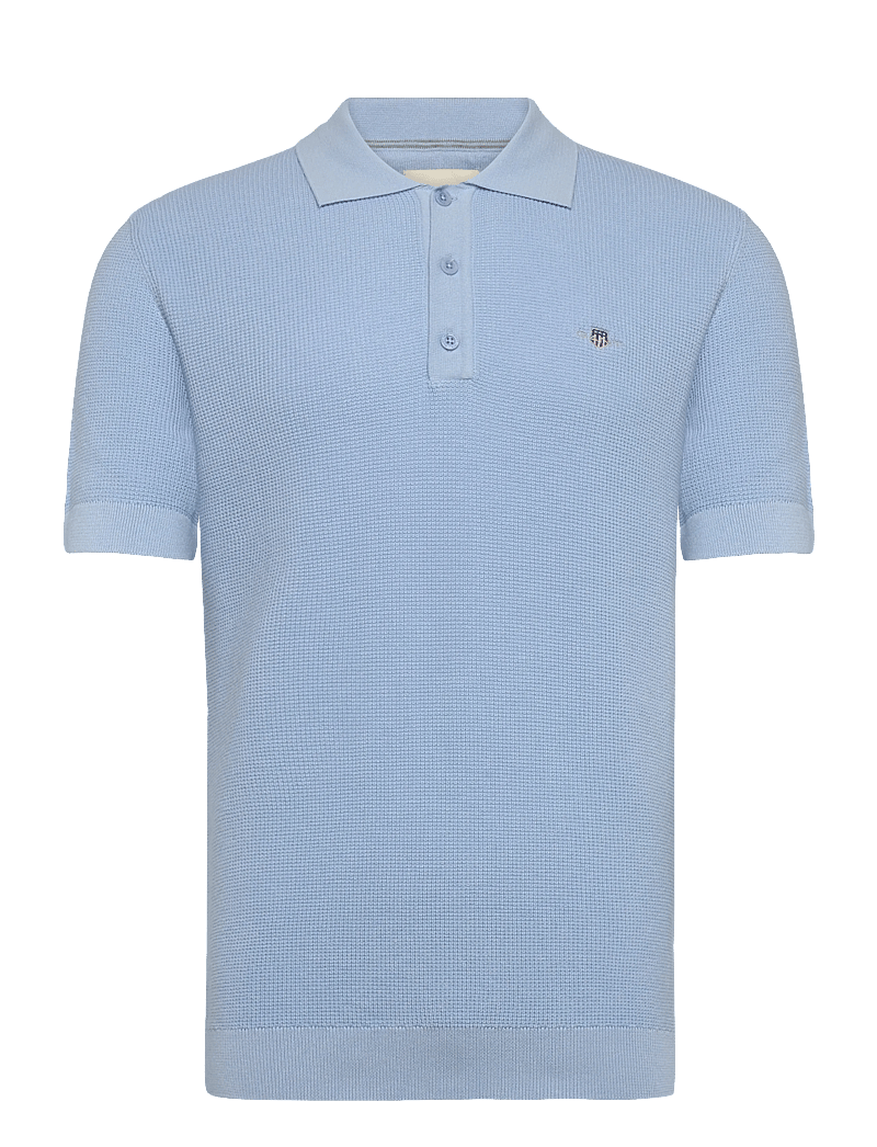 GANT - MICRO TEXTURED COTTON SS POLO - kootud polosärgid - fresh blue - 0