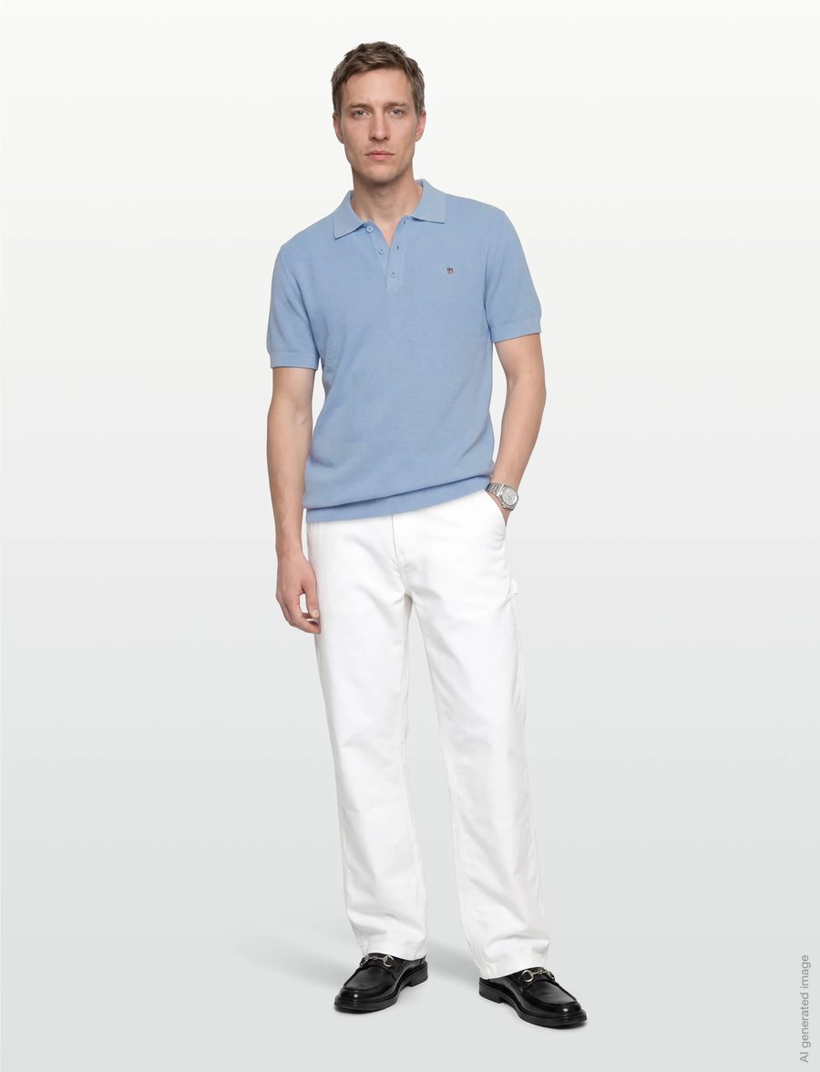 Gant - MICRO TEXTURED COTTON SS POLO - gestrickte polohemden - fresh blue - 0