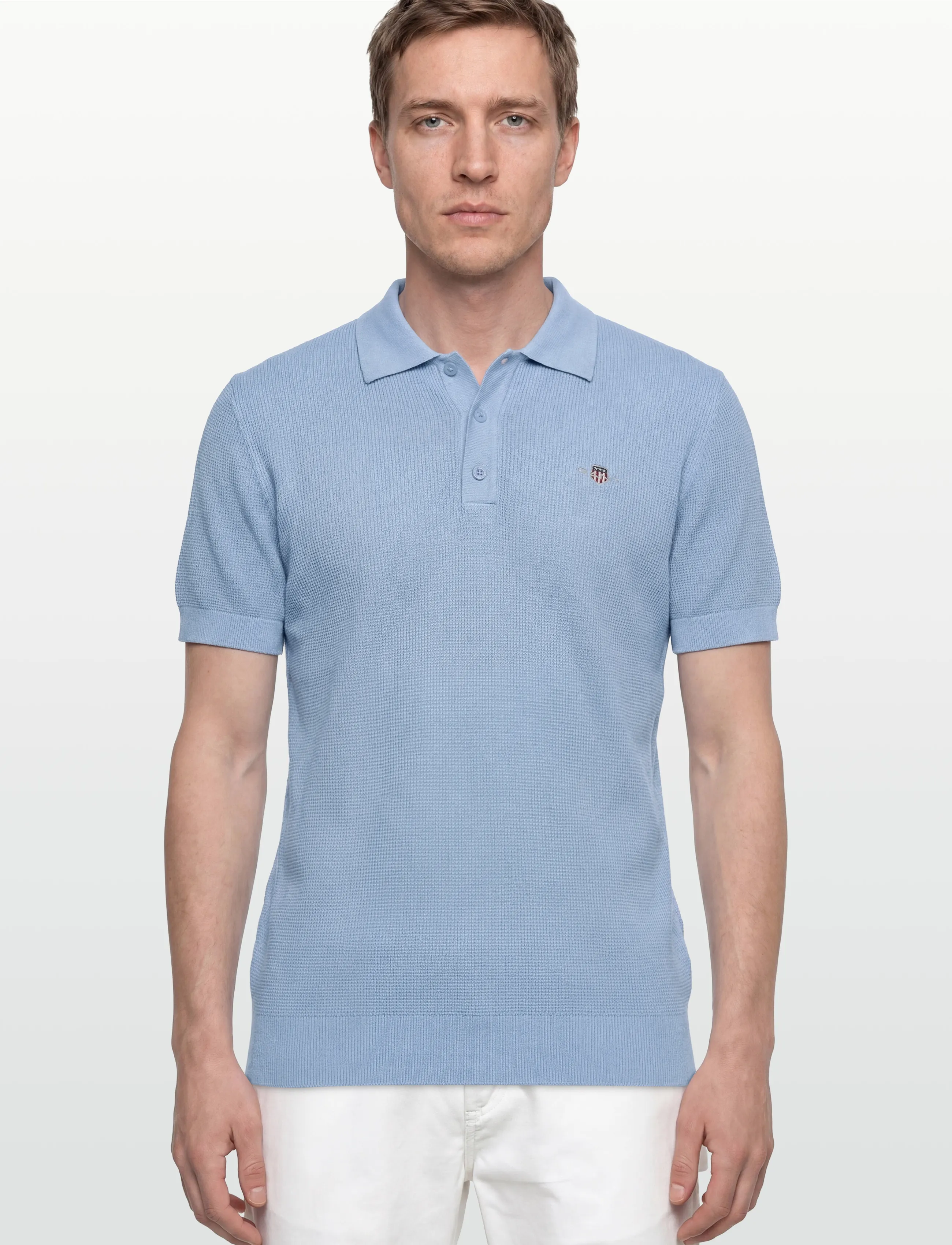 Gant - MICRO TEXTURED COTTON SS POLO - knitted polos - fresh blue - 3
