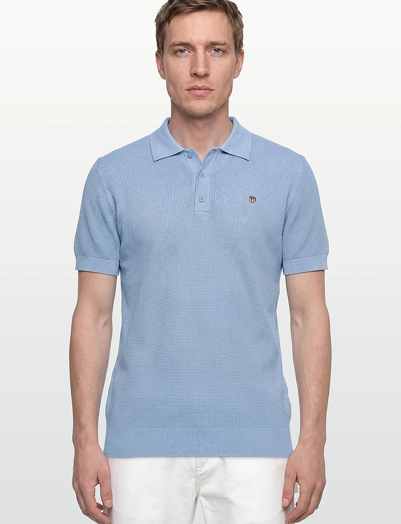 Gant - MICRO TEXTURED COTTON SS POLO - gestrickte polohemden - fresh blue - 3