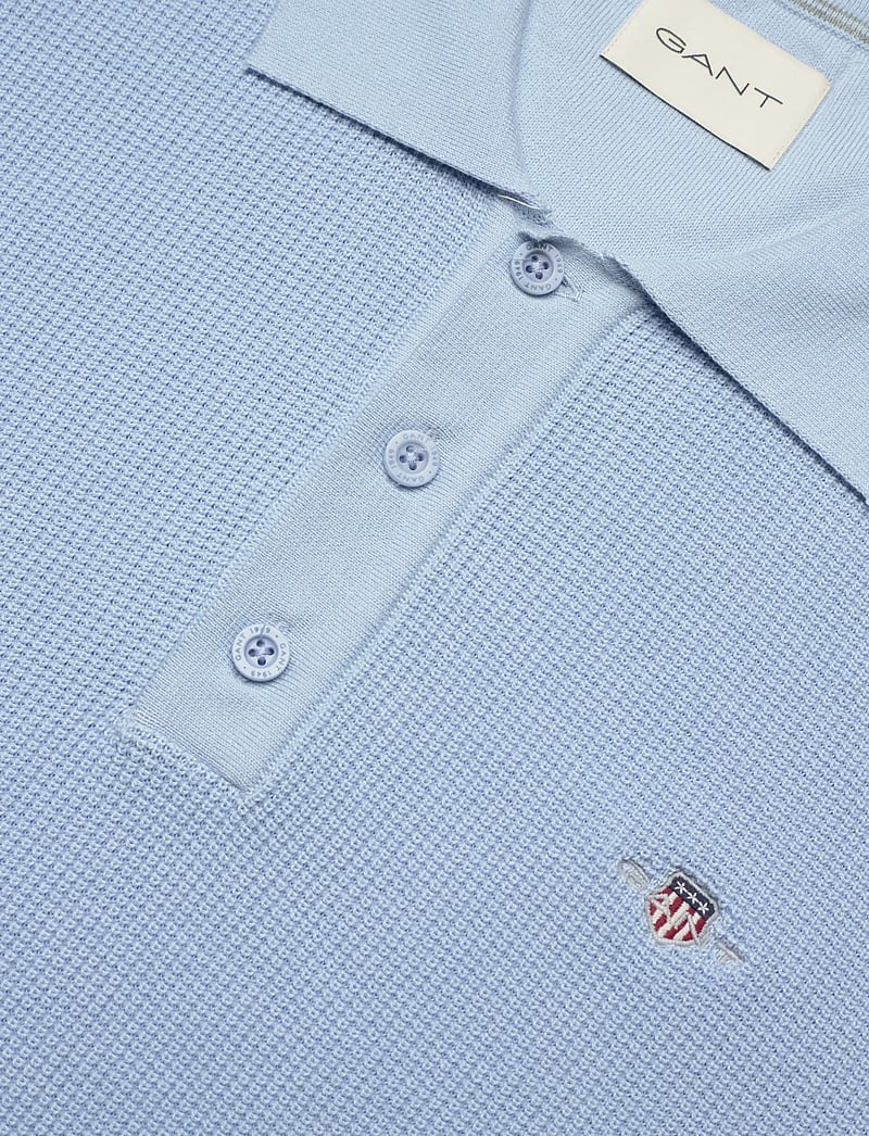 GANT - MICRO TEXTURED COTTON SS POLO - kootud polosärgid - fresh blue - 2