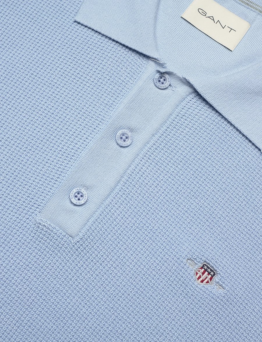 Gant - MICRO TEXTURED COTTON SS POLO - gestrickte polohemden - fresh blue - 5