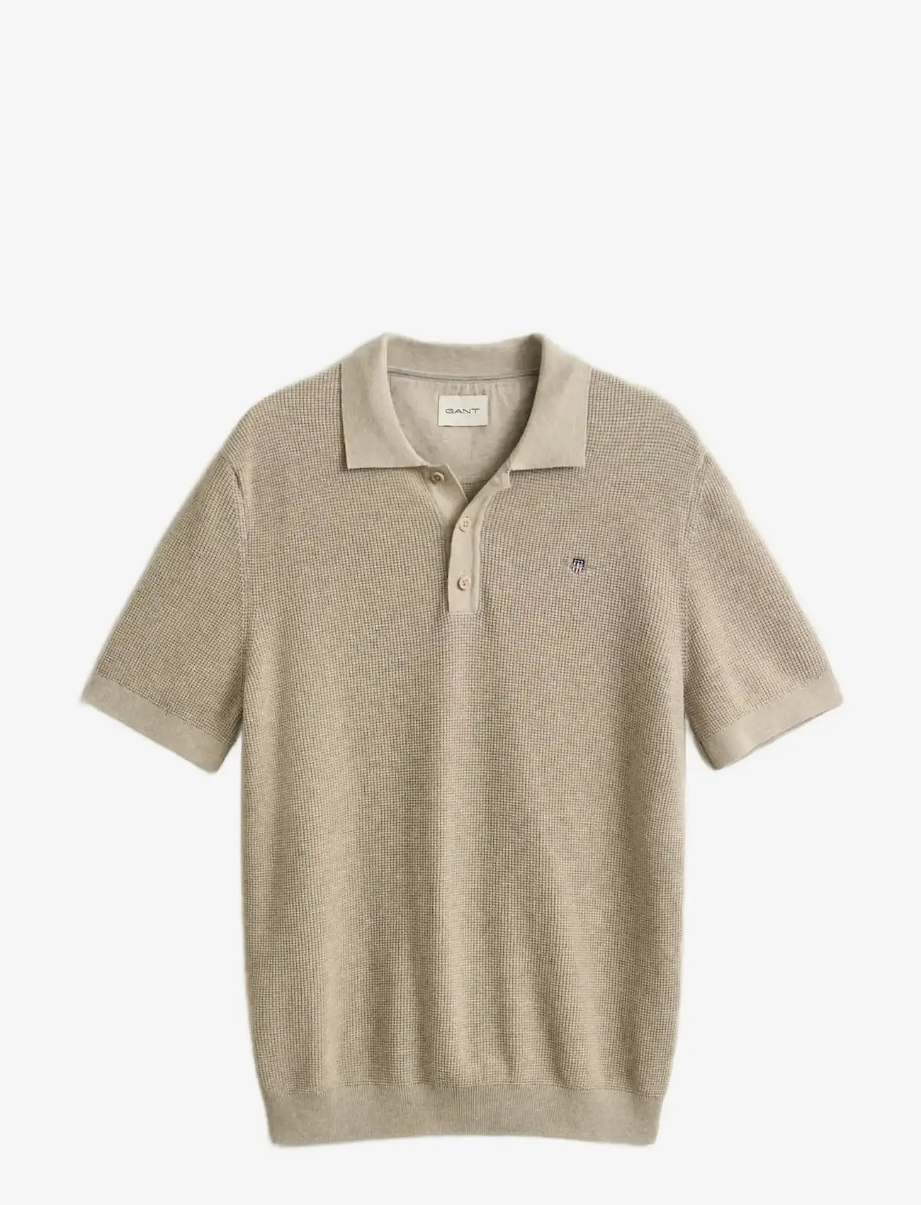 GANT - MICRO TEXTURED COTTON SS POLO - gestrickte polohemden - oat melange - 1